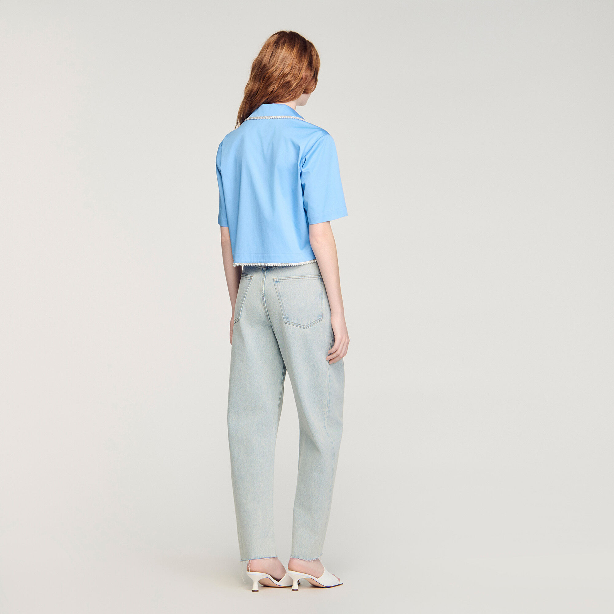 Chemise en coton avec bordure de perles