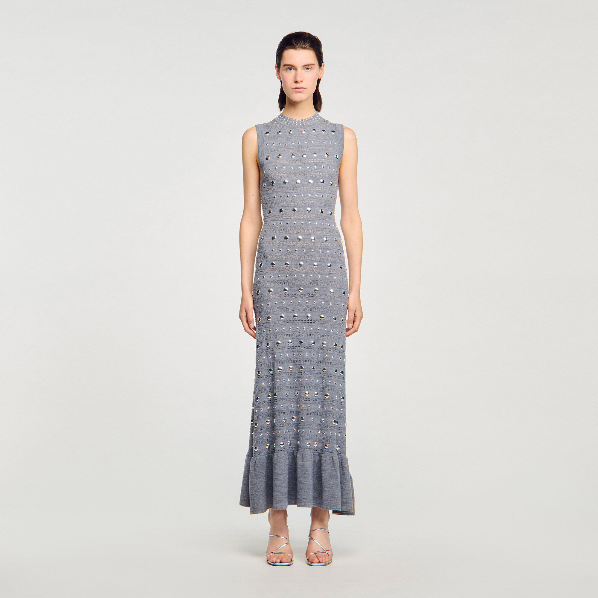 Robe maxi tricotée avec des boutons
