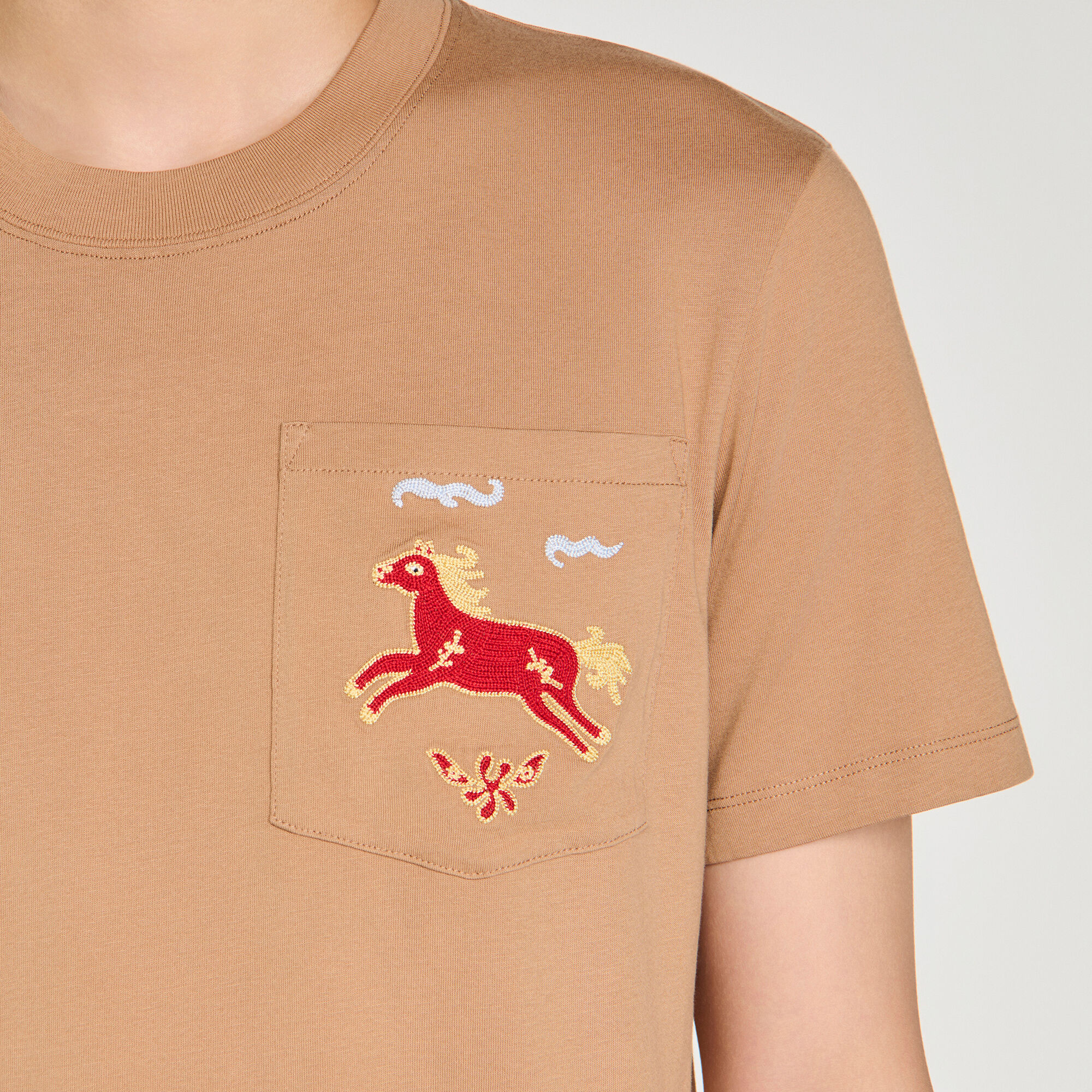 T-shirt en coton à motif de cheval brodé