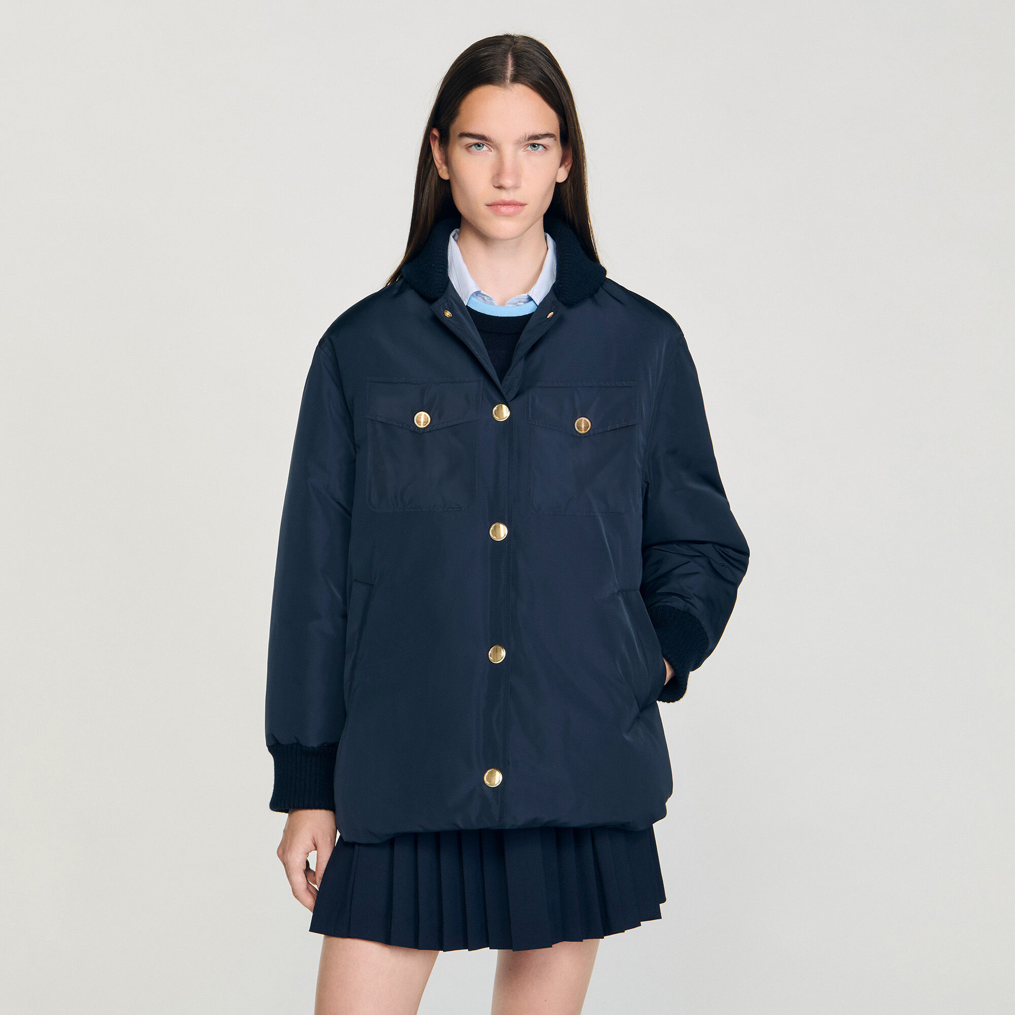 Veste gonflée avec col en ours