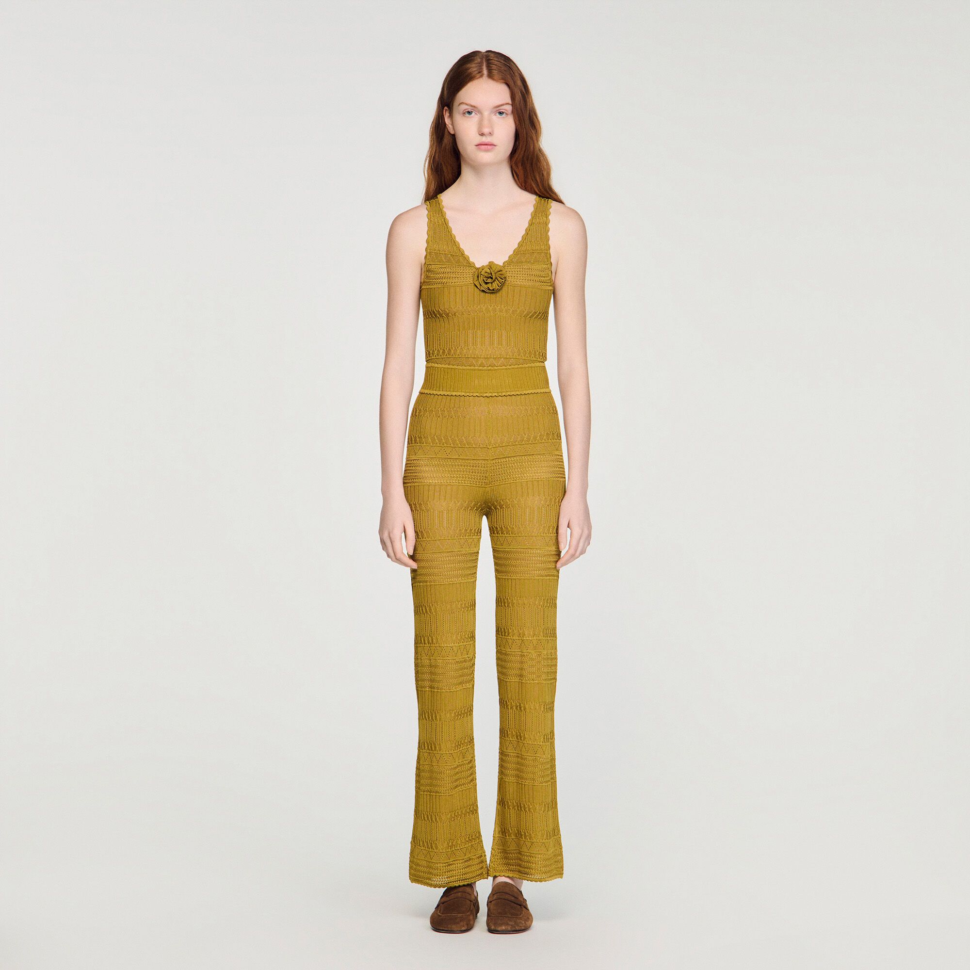 Pantalon en maille pointelle