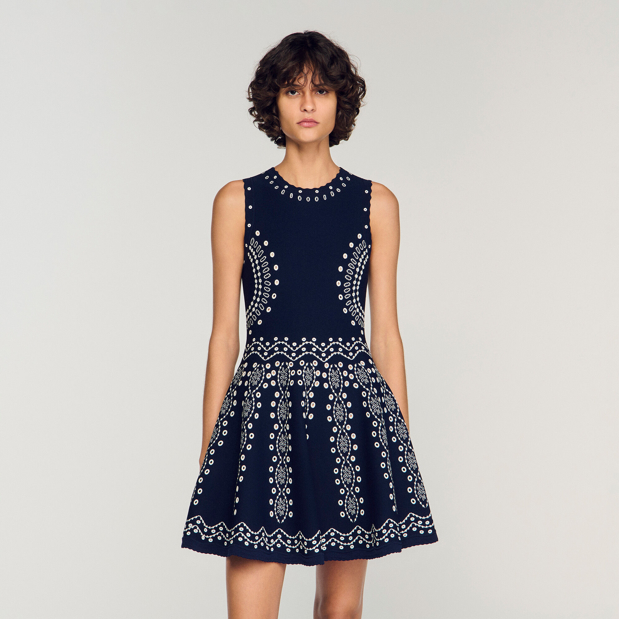 Robe mini tricot imprimée écharpe