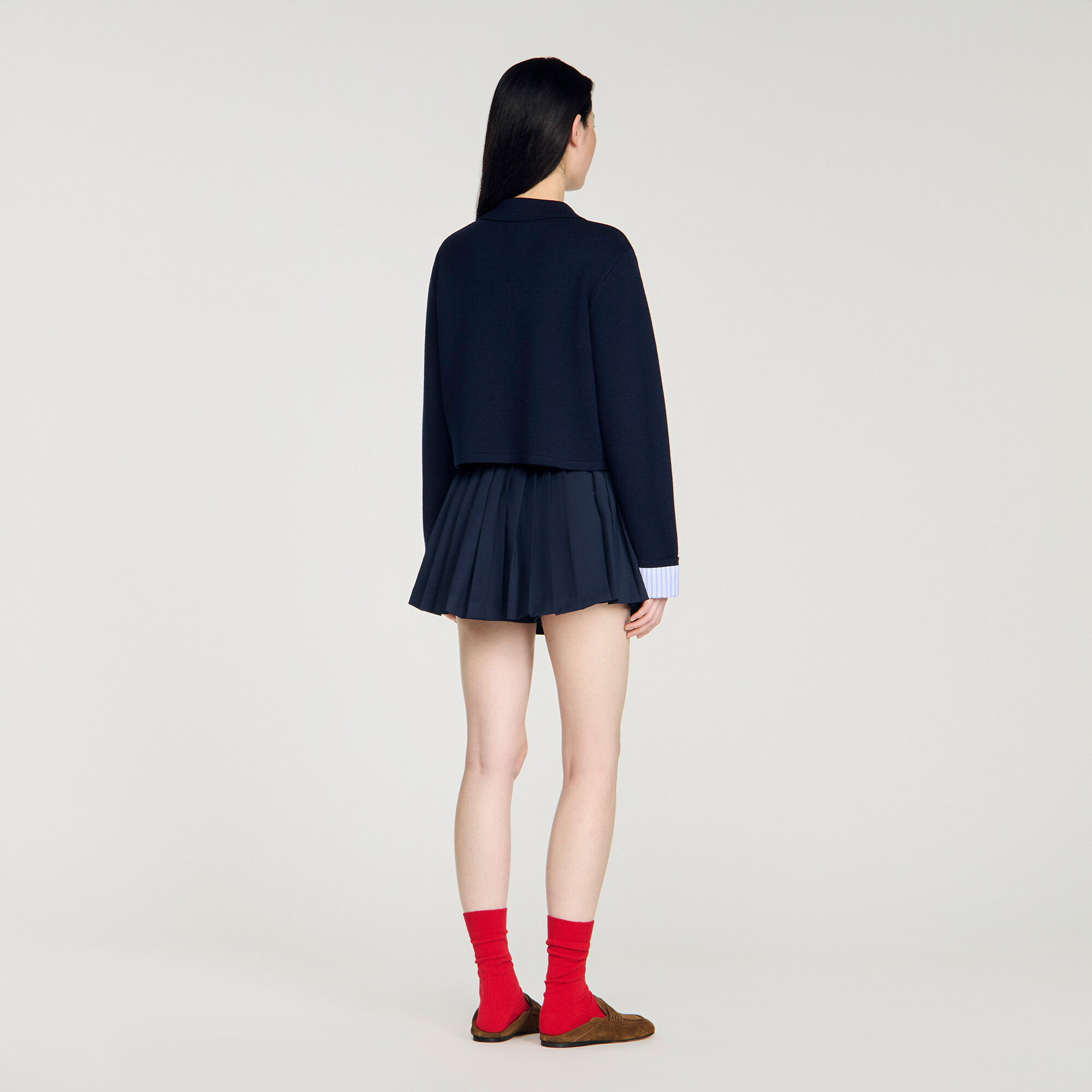 Cardigan en laine à col polo