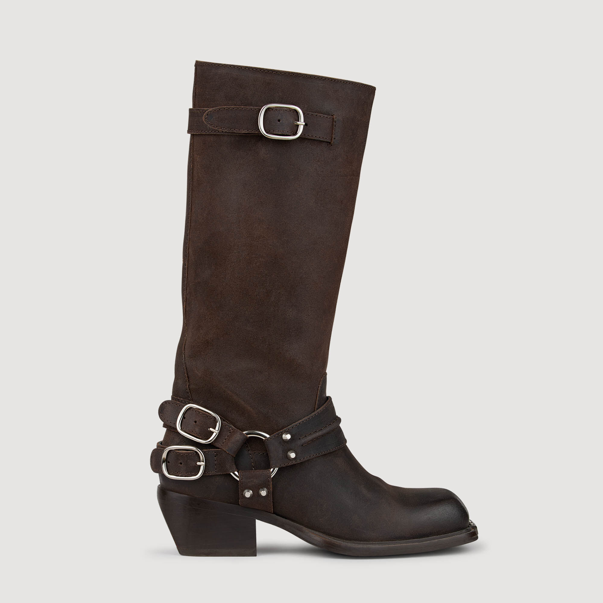 Bottes en cuir à boucle