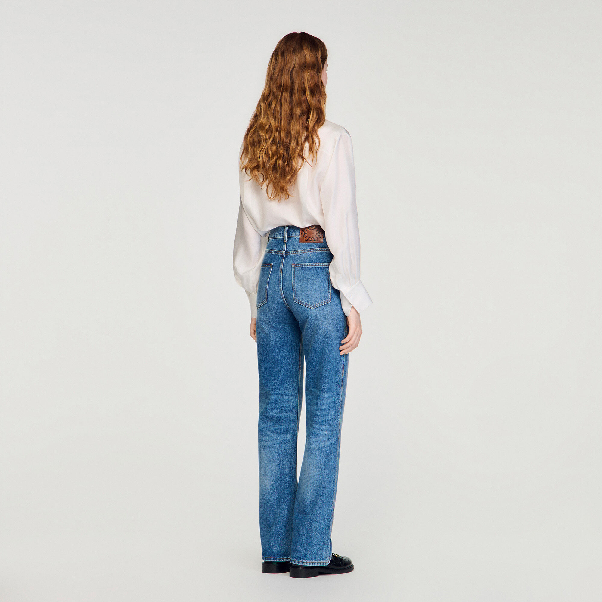 Jean flare en denim délavé