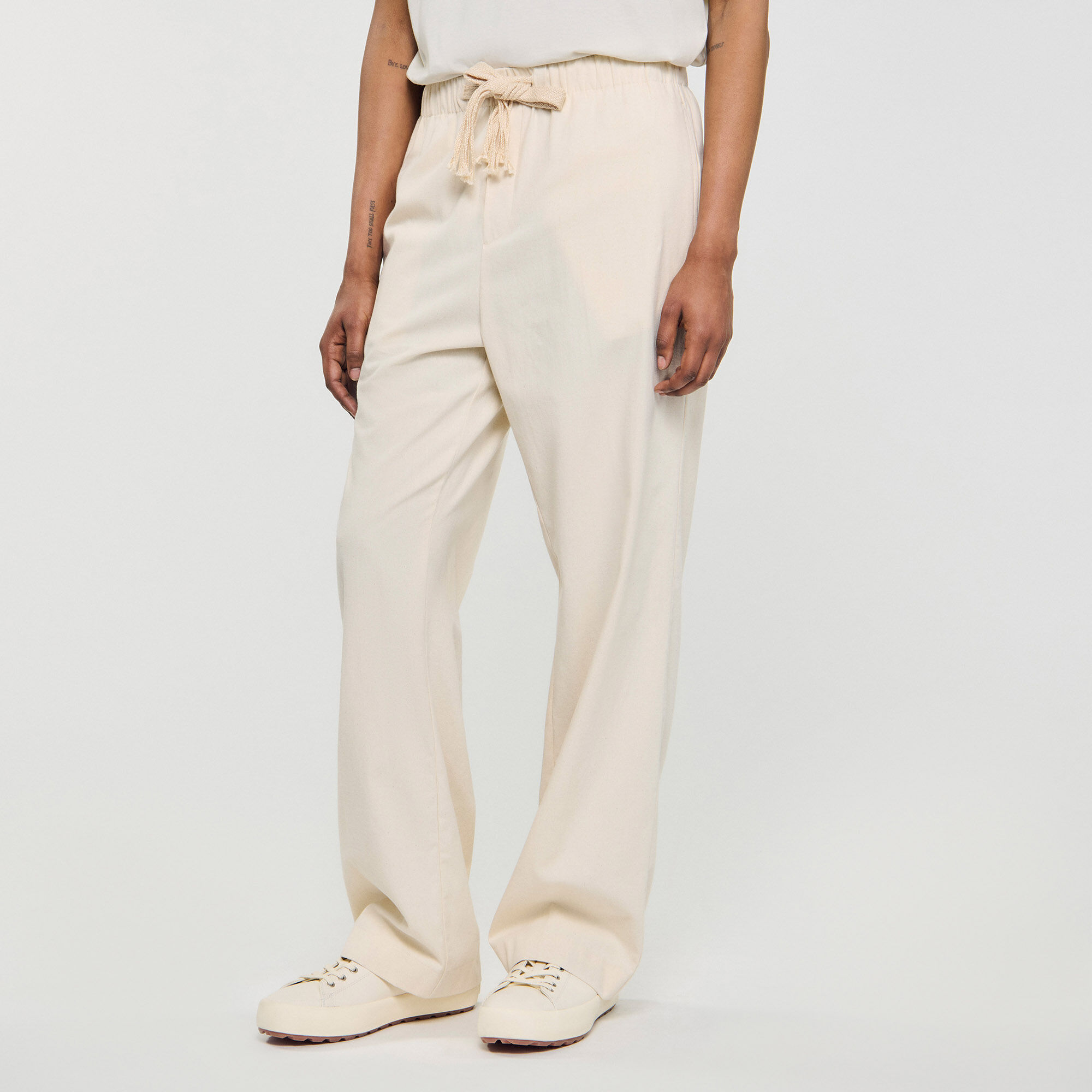 Pantalon en coton élastique à jambe large
