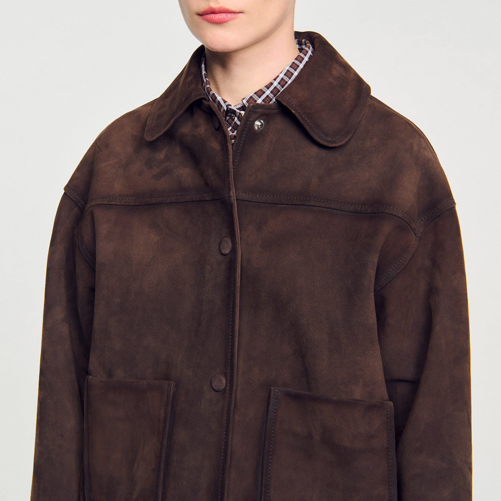 Veste en cuir de daim à clous