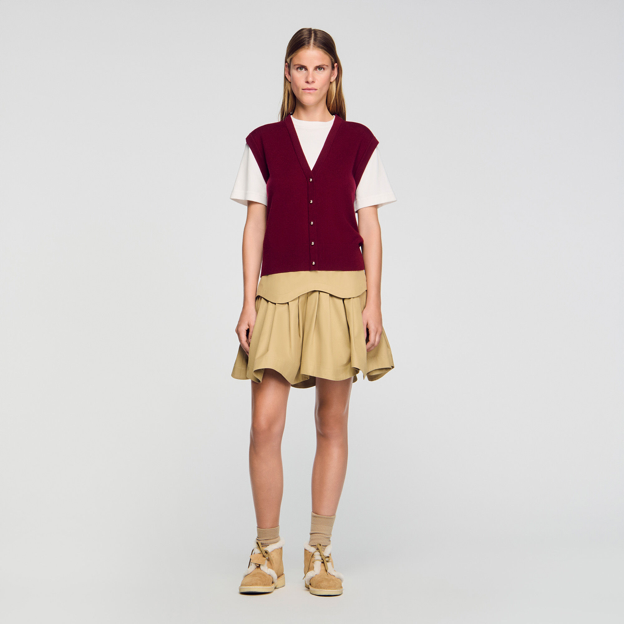 Pull en laine et cachemire à deux tons