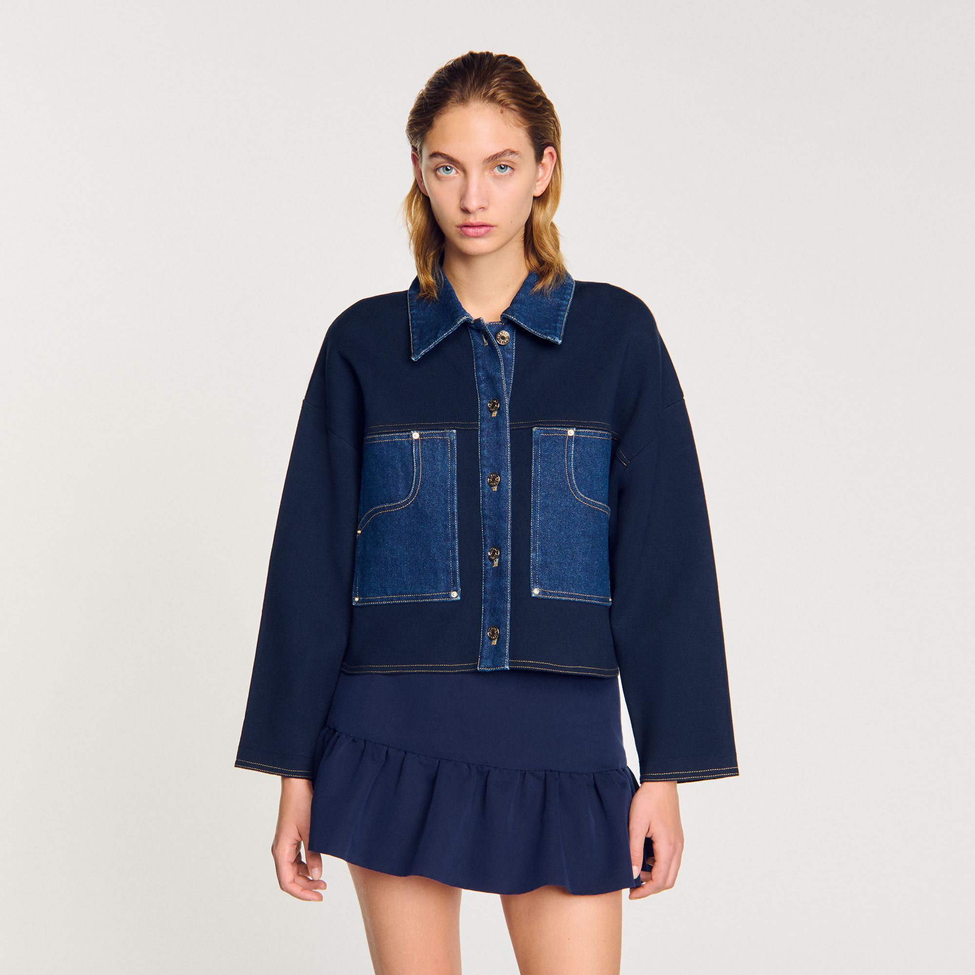 Cardigan avec détails en denim