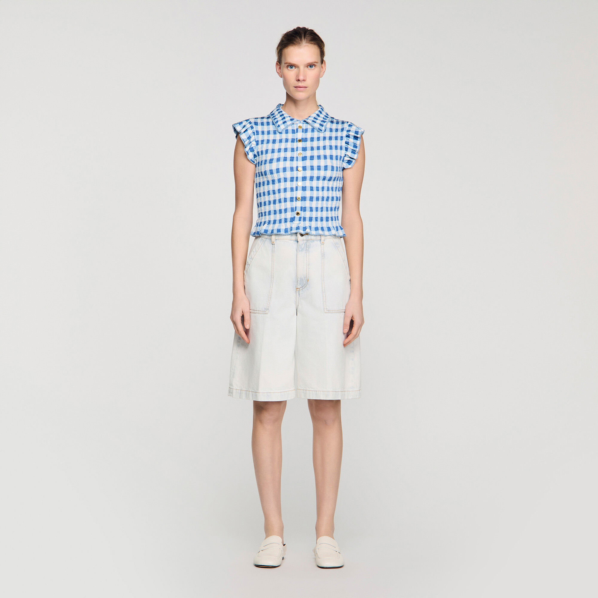 Chemise à smocks à carreaux