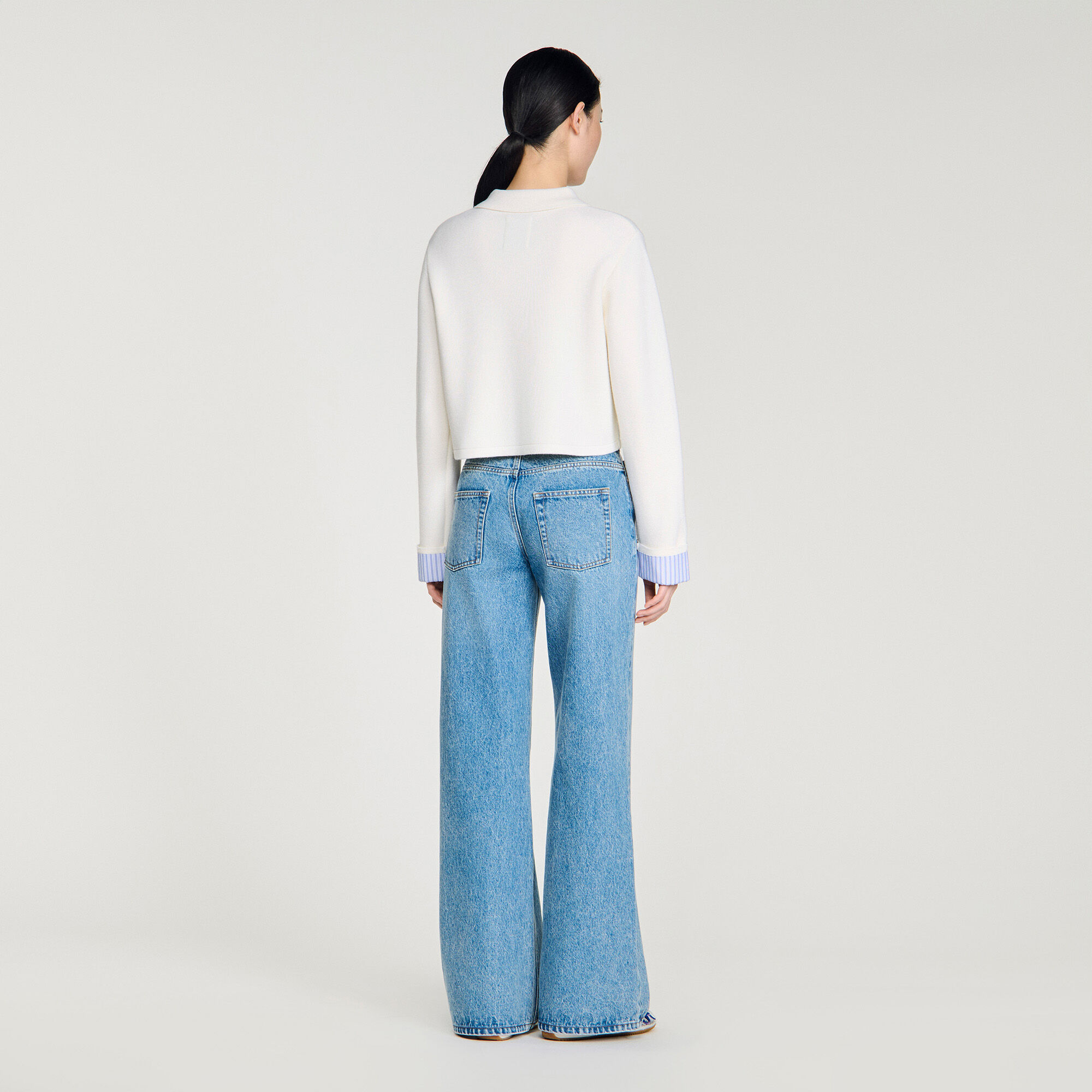 Cardigan en laine avec col polo