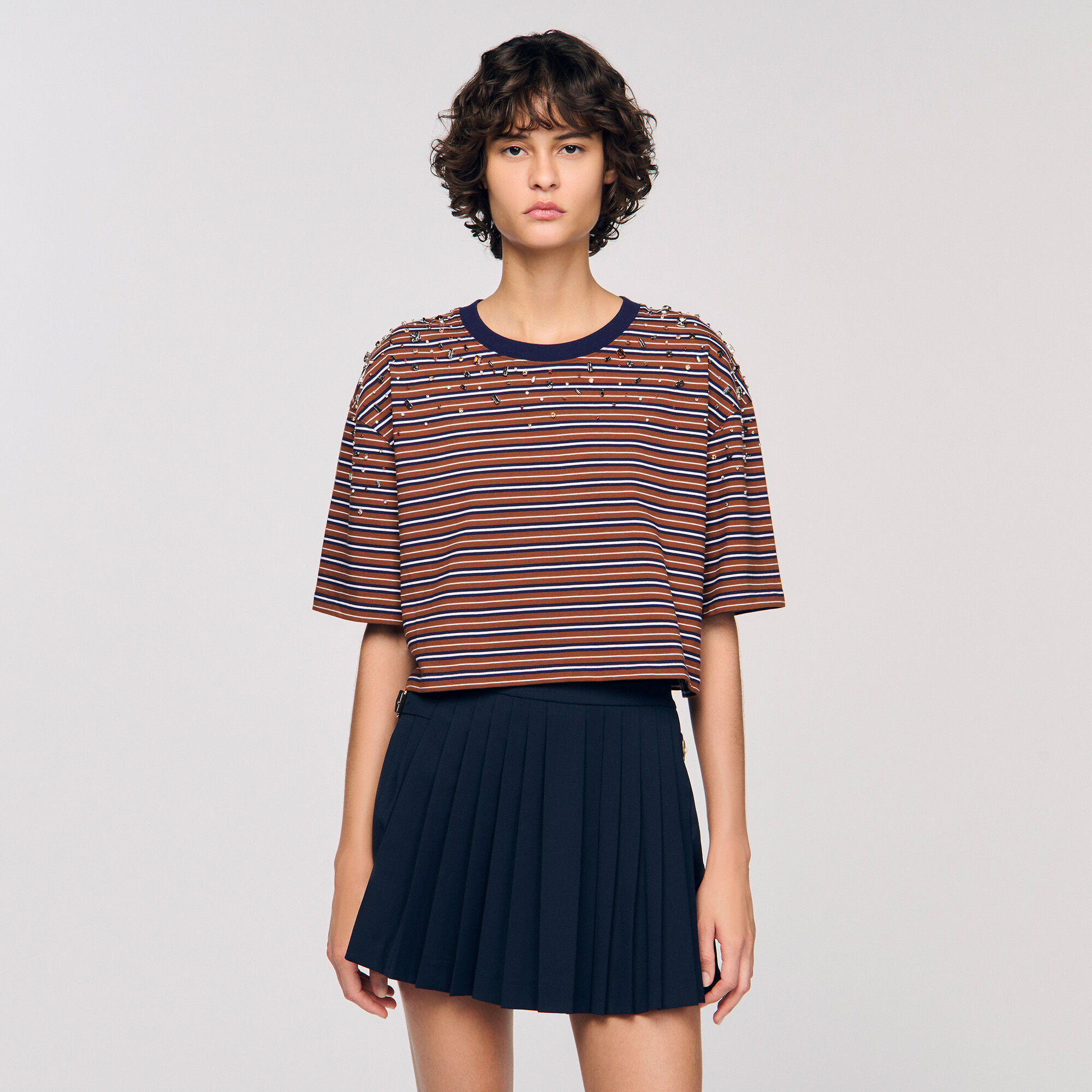 T-shirt rayé strass