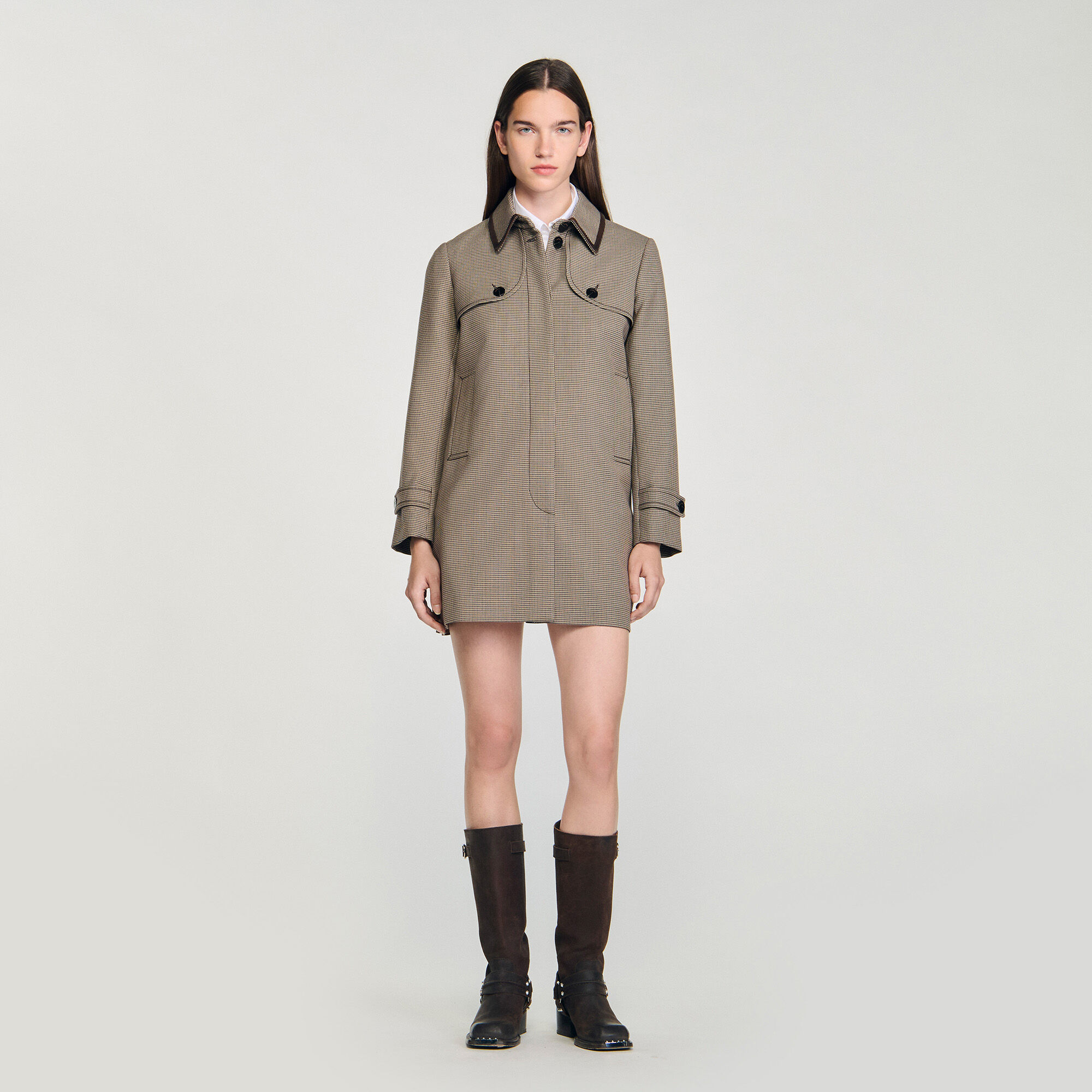 Trench à motif houndstooth