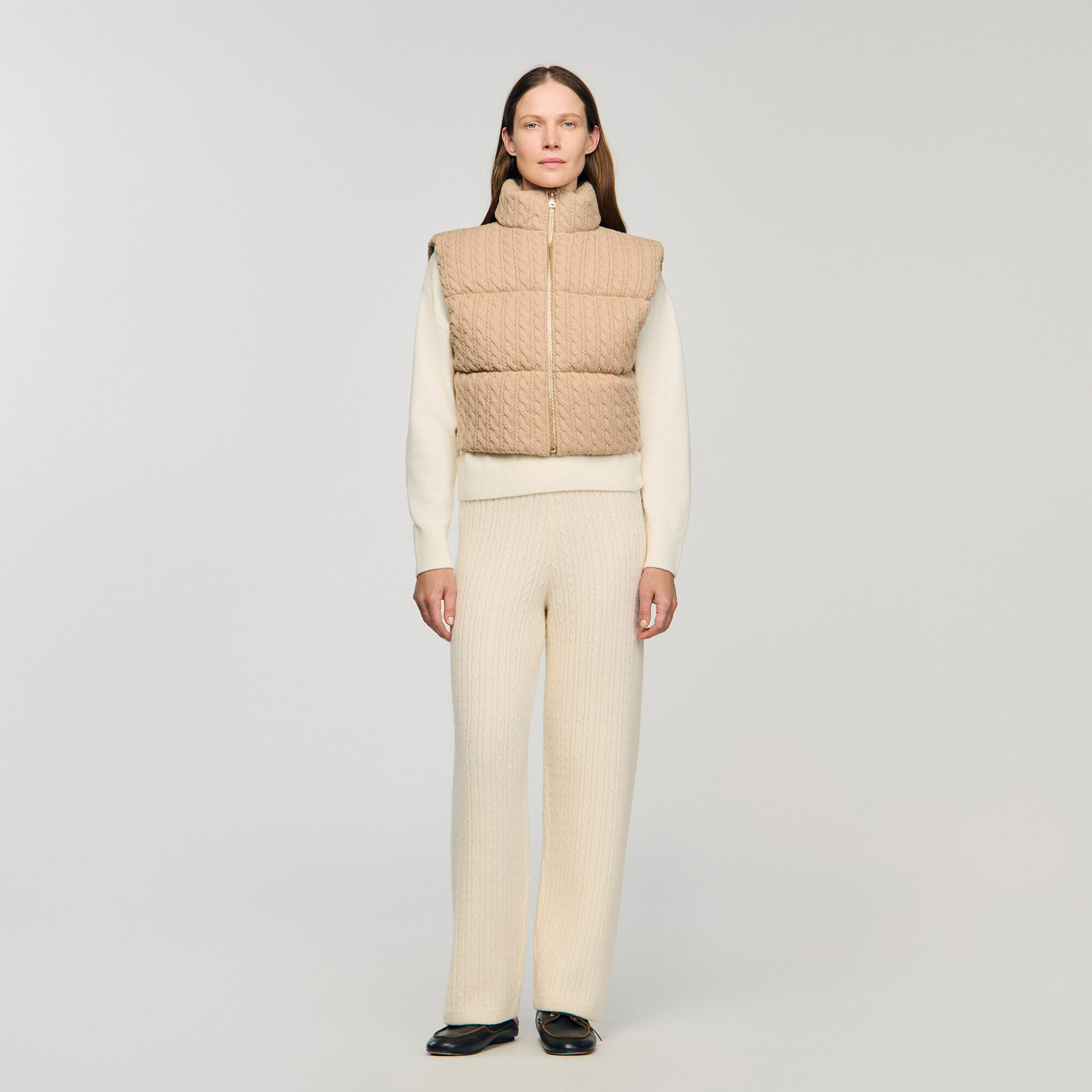 Gilet rembourré sans manches cropped