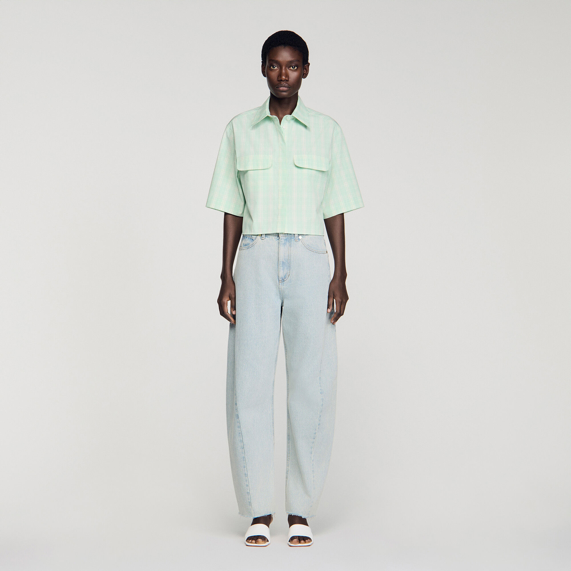 Chemise à carreaux courte