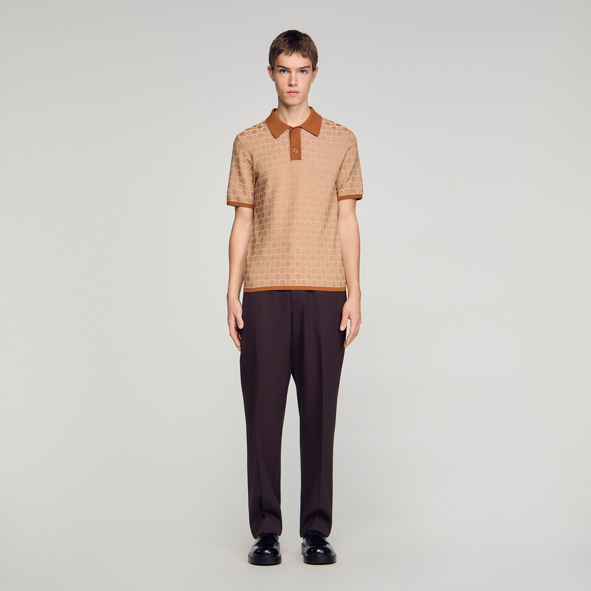 Chemise polo carré à motif jacquard