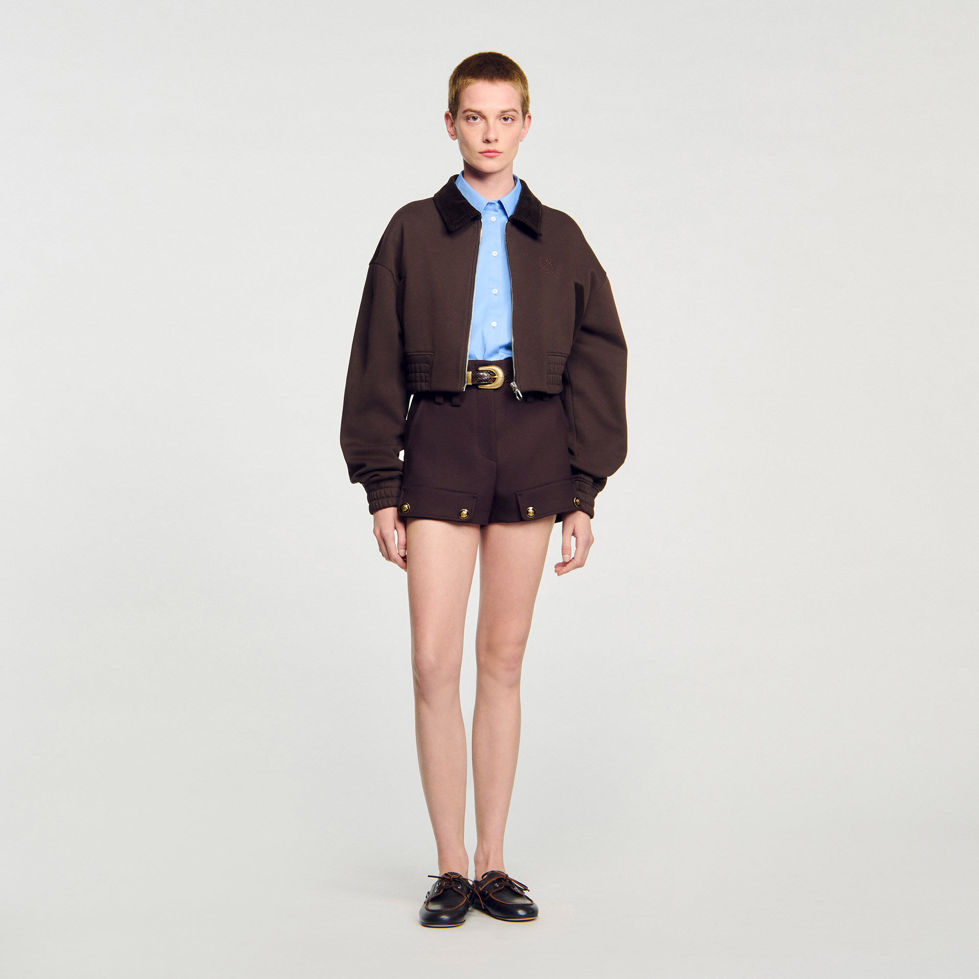 Veste courte en deux tissus