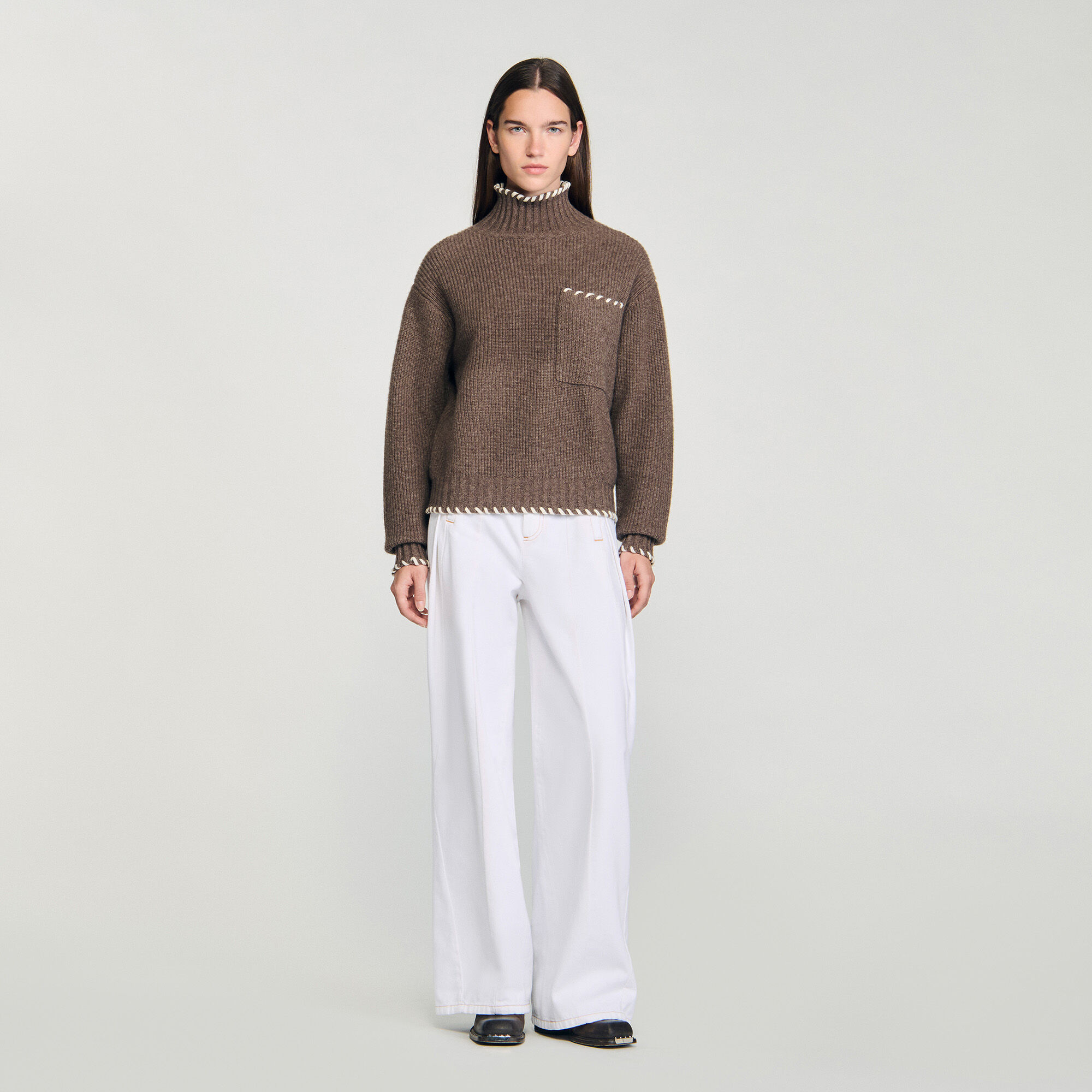 Pull oversize à col roulé