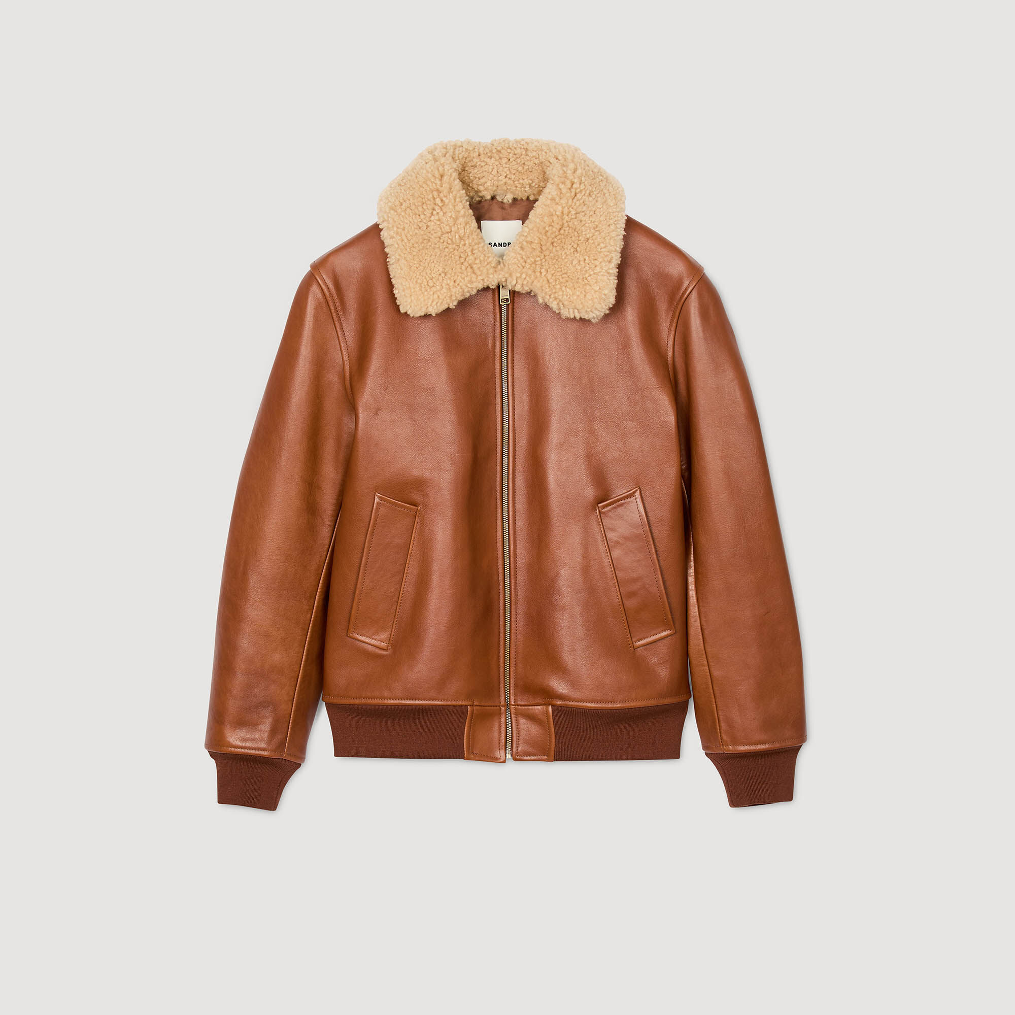 Veste en cuir avec col en shearling