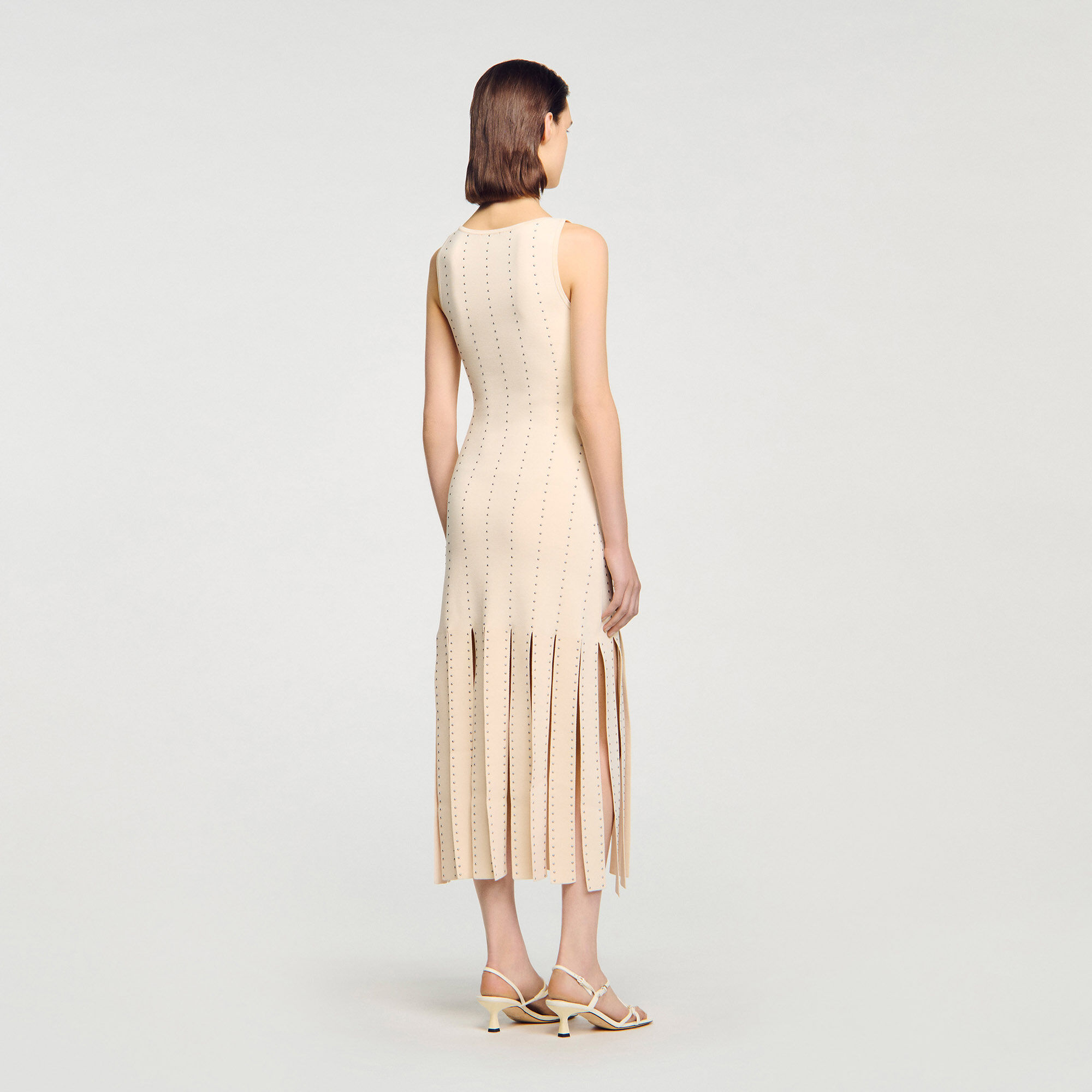 Robe maxi en maille frangée