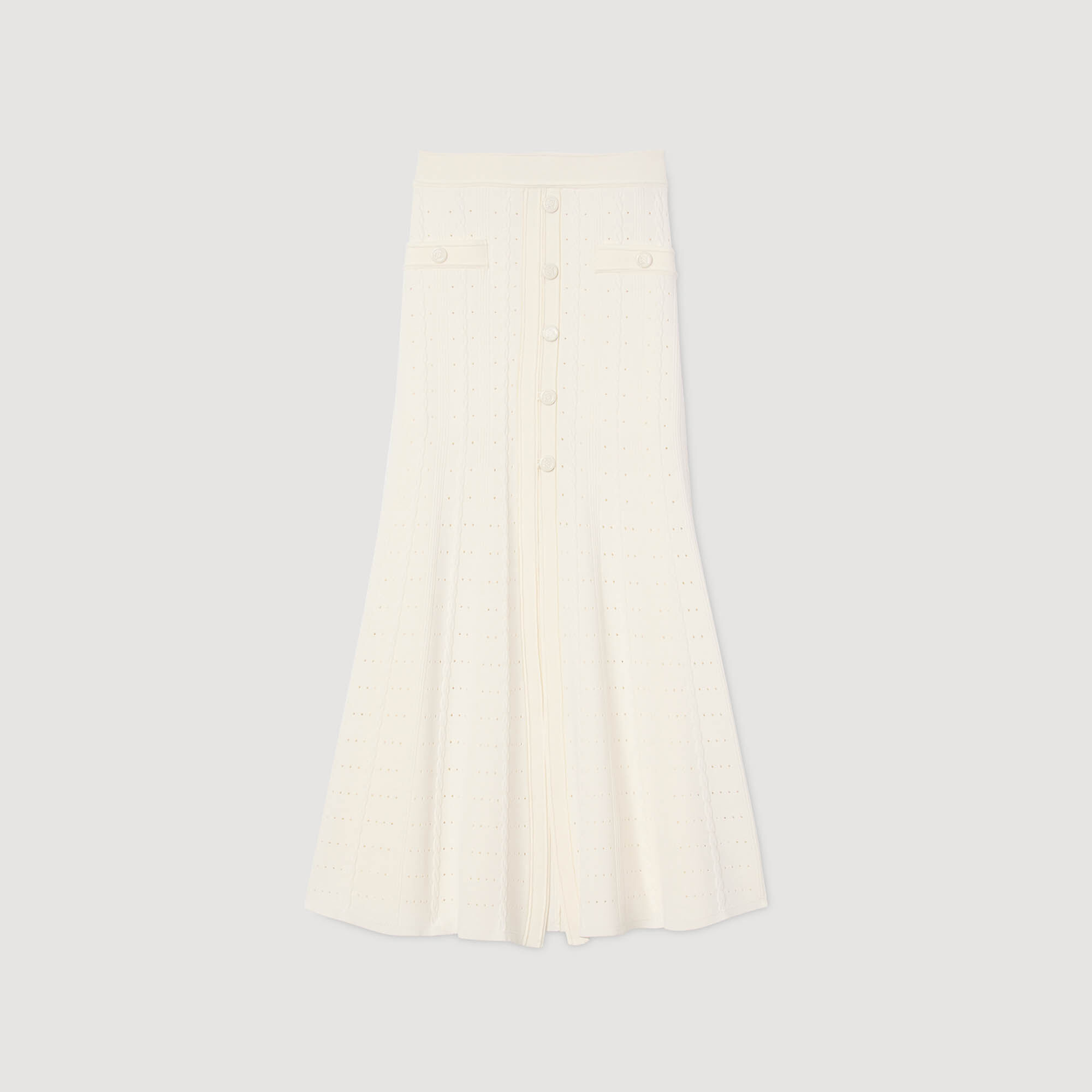 Jupe midi en maille pointelle
