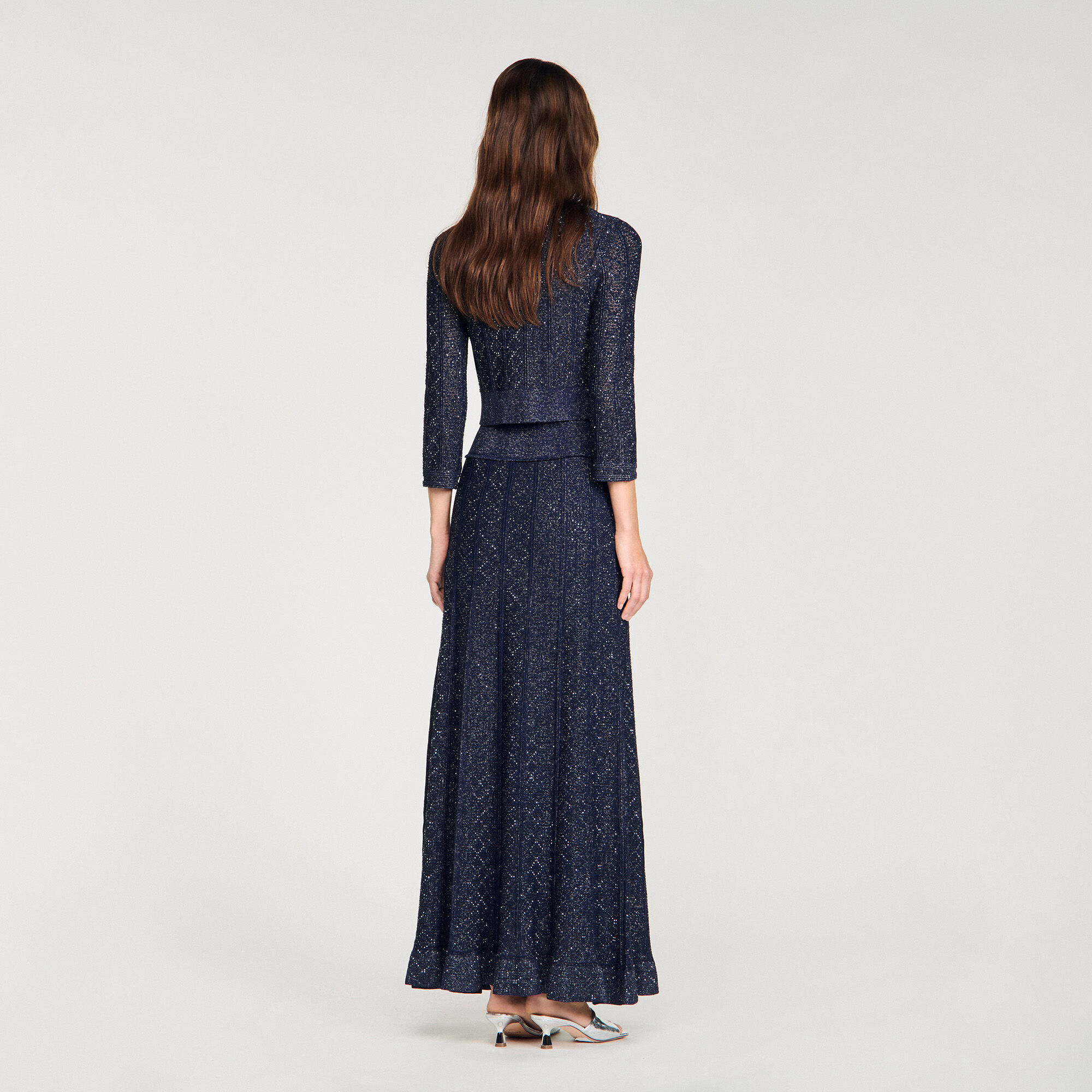 Jupe maxi en maille strass