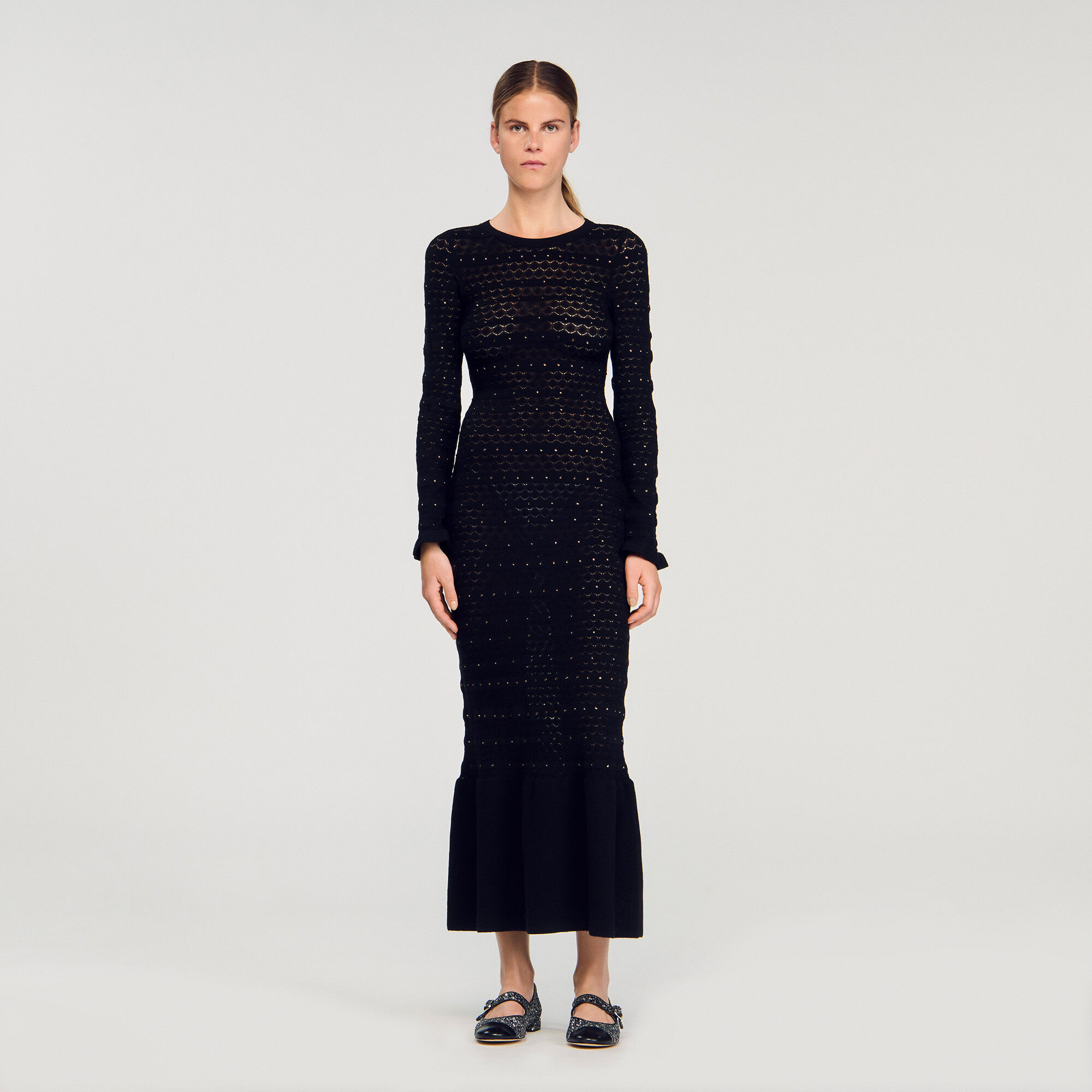 Robe maxi en maille strass