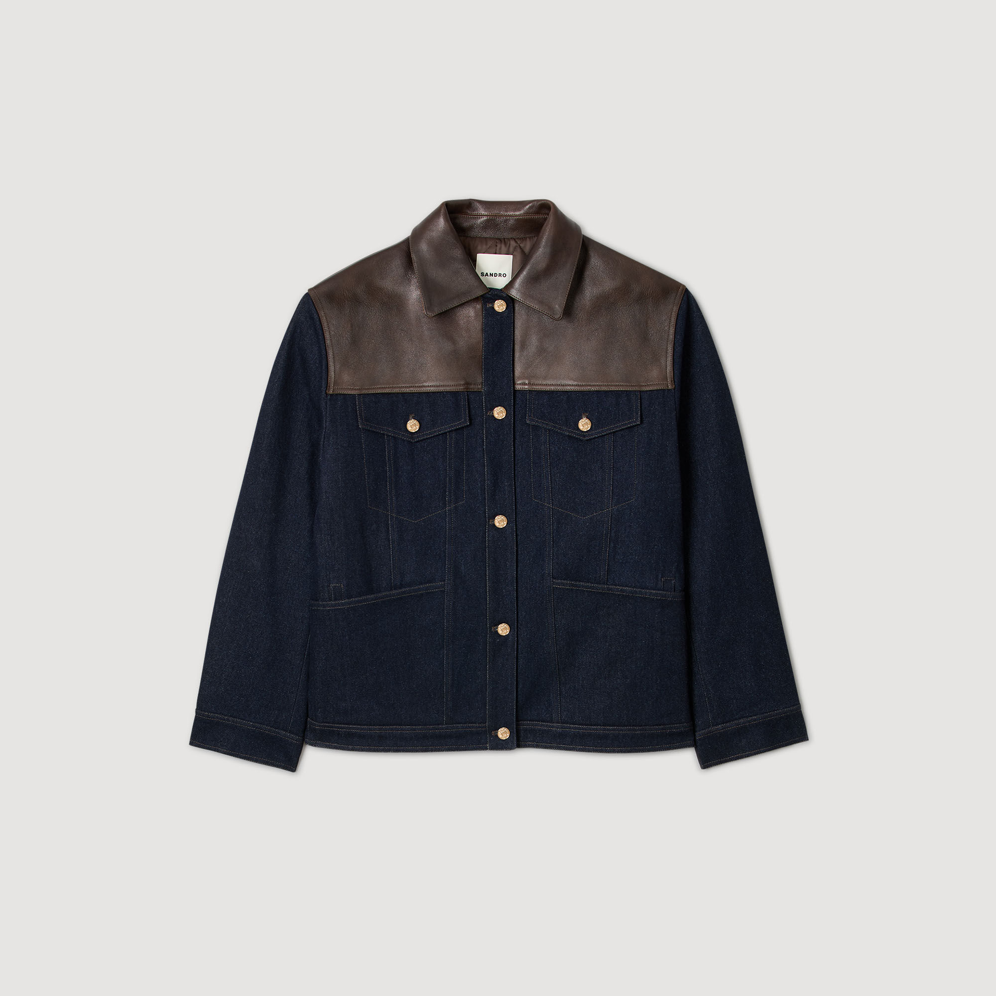Veste en denim et cuir