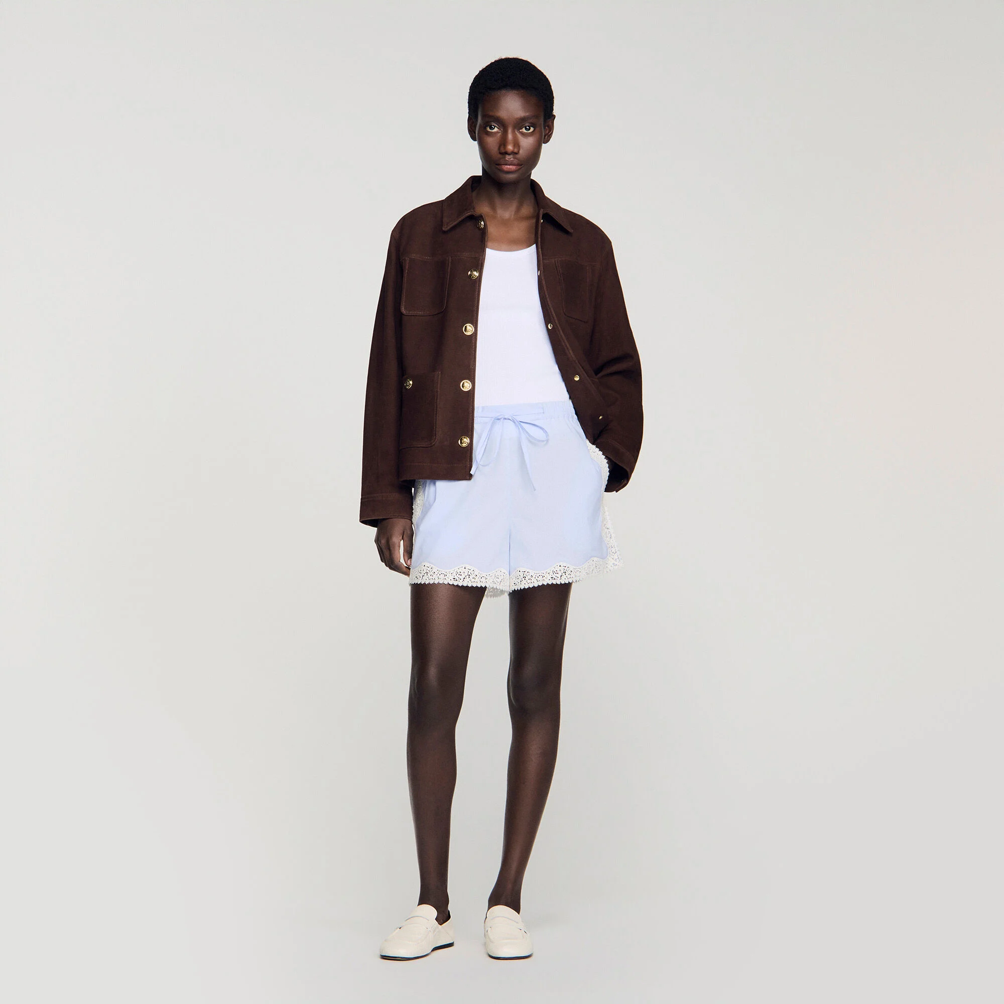 Shorts à détails dentelle