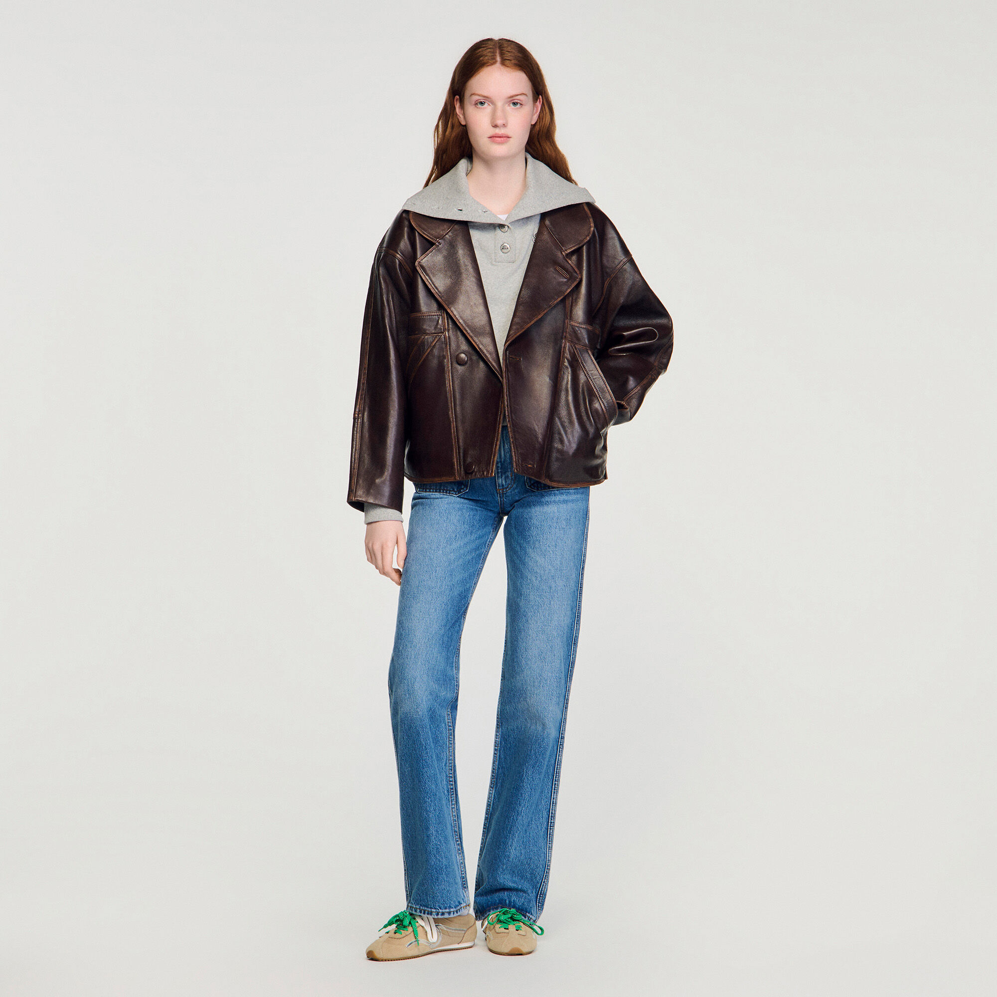 Veste en cuir oversize