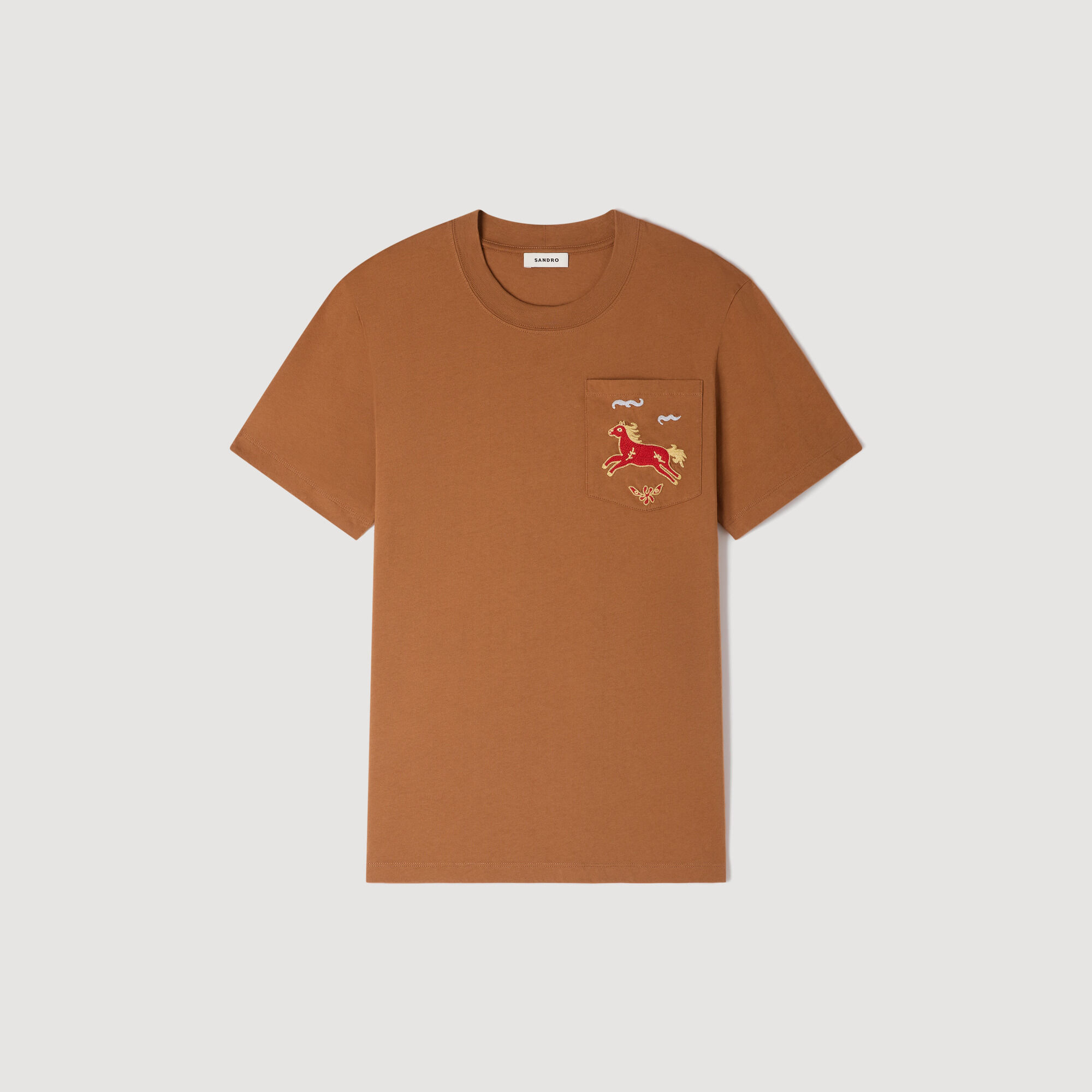 T-shirt en coton à motif de cheval brodé