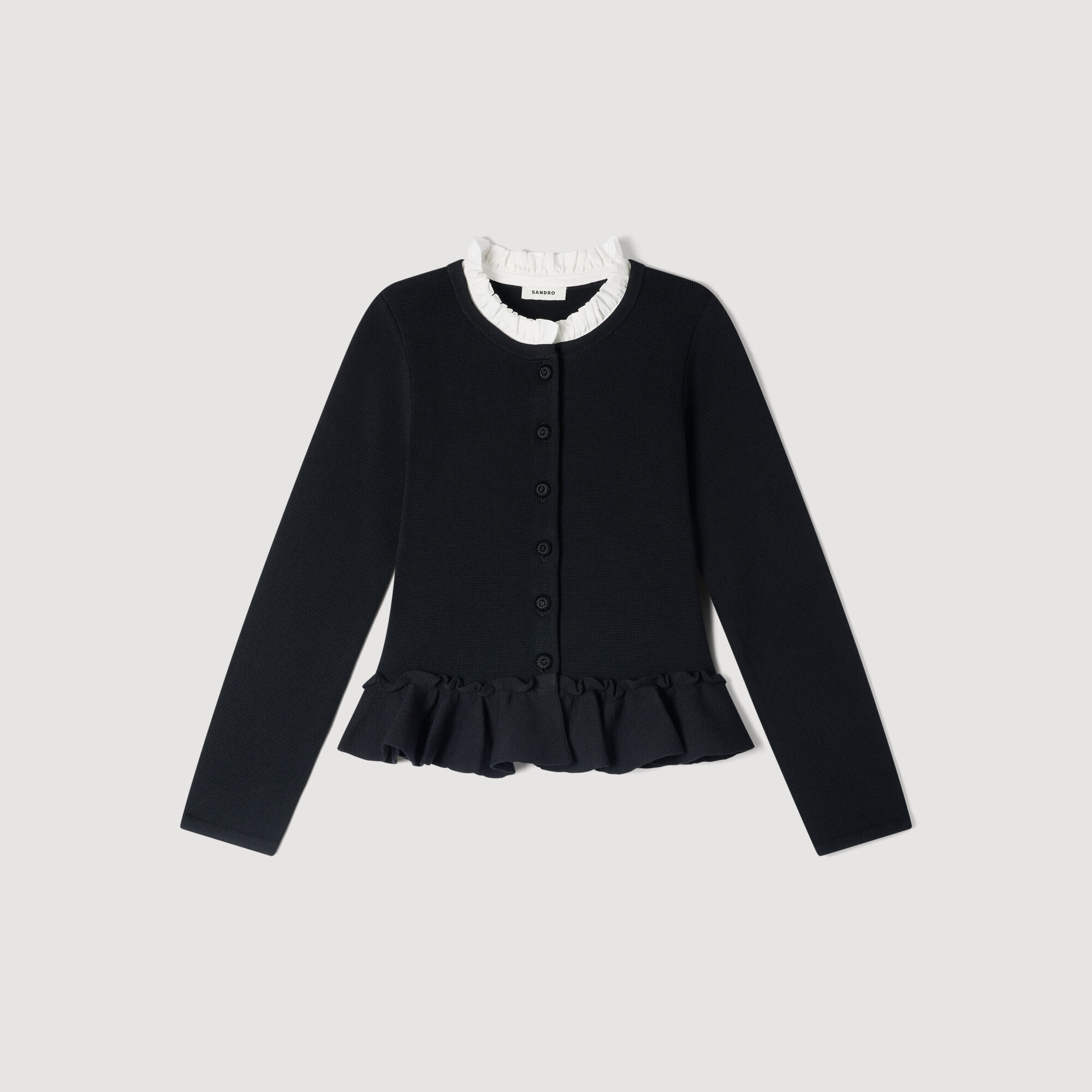 Cardigan à col removable et volant