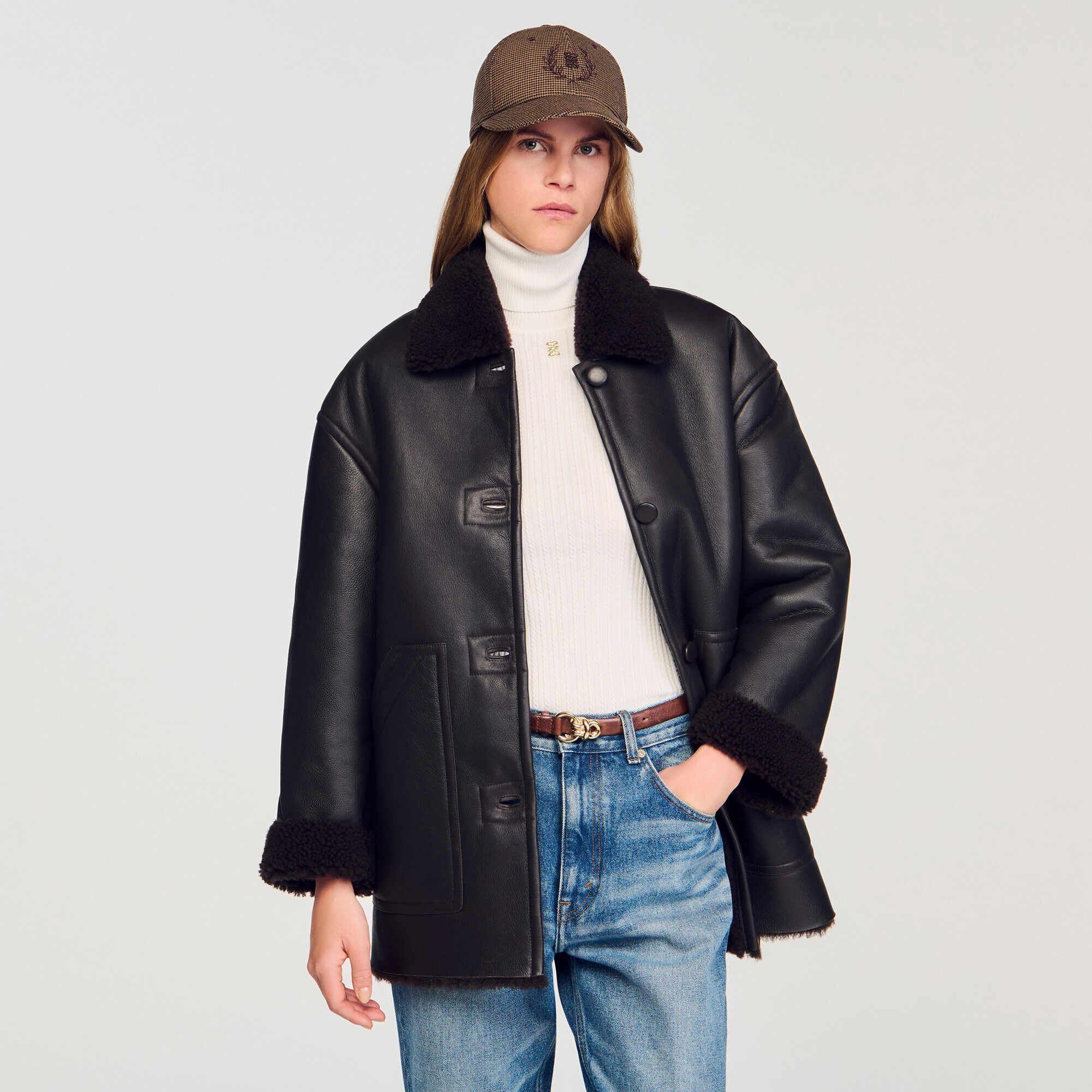 Manteau en shearling aviateur