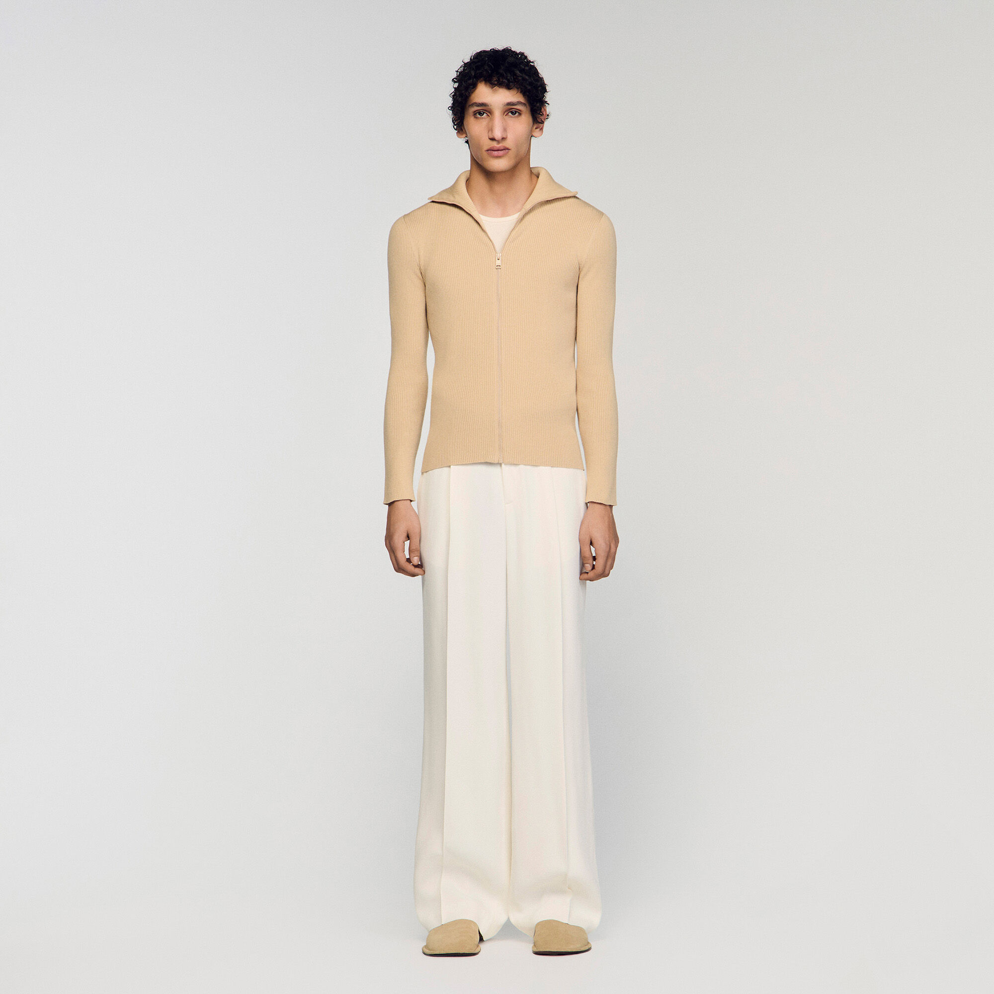 Cardigan à zip avec col montant