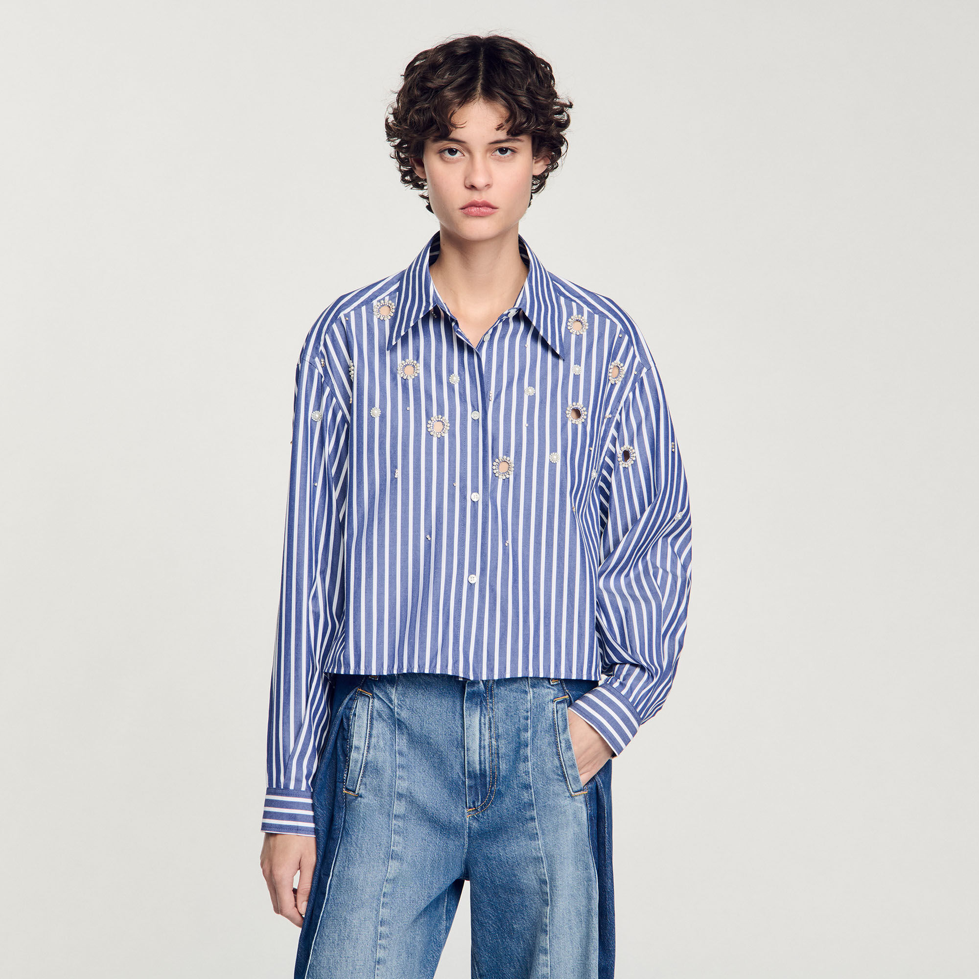 Chemise rayée perlée