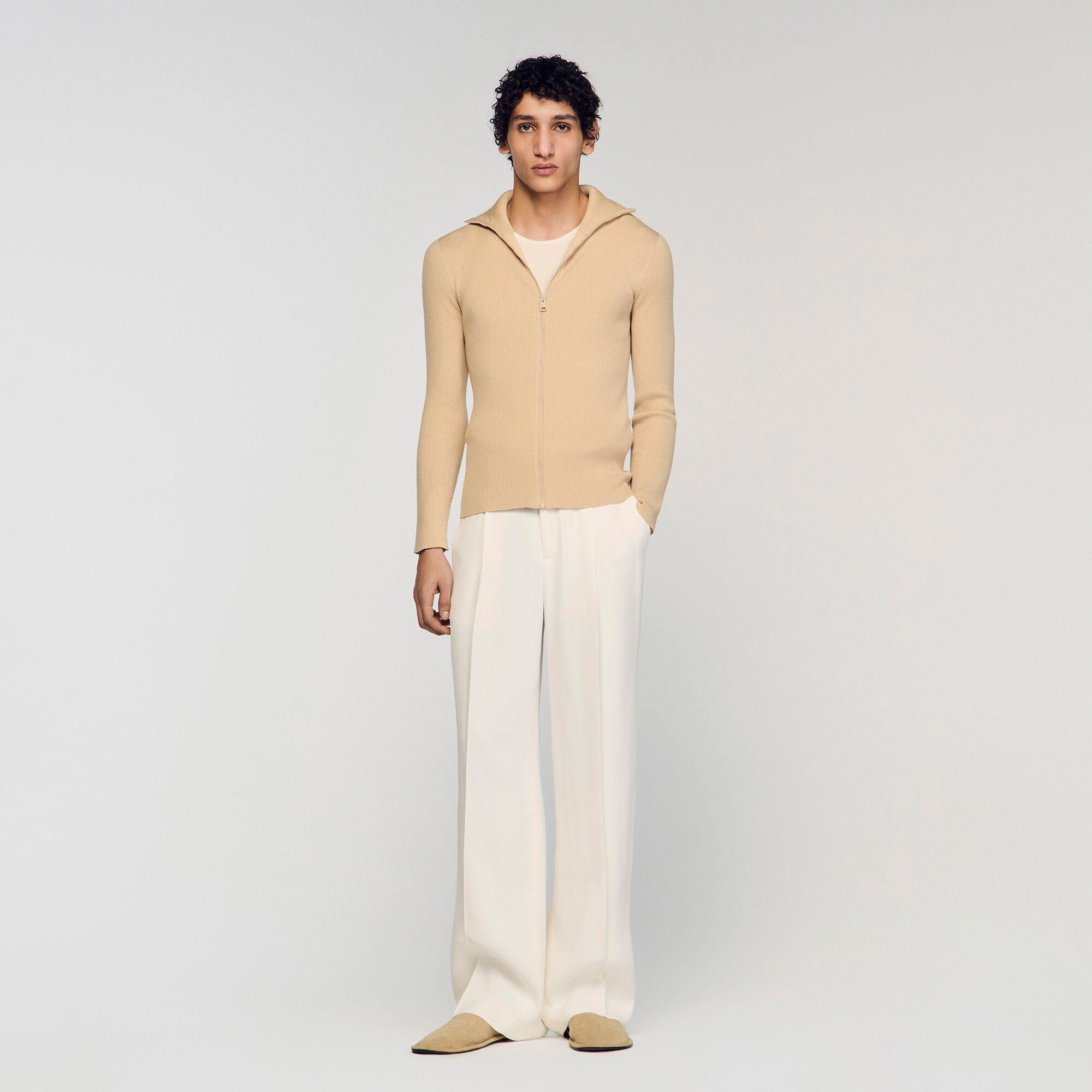 Cardigan à zip avec col montant
