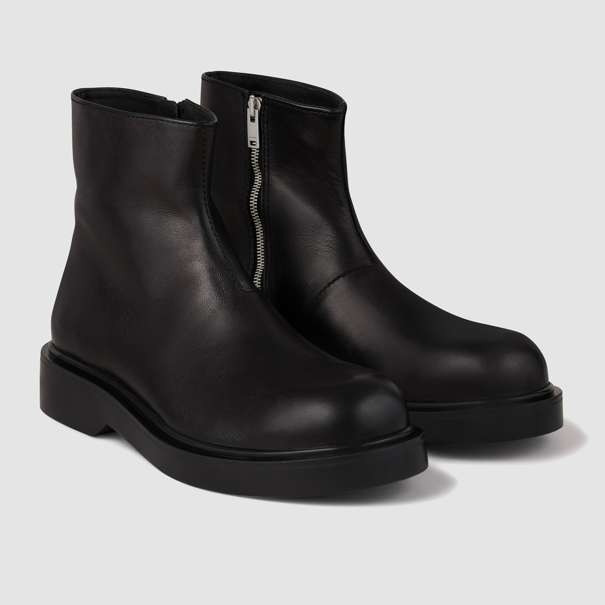 Bottes cheville en cuir à fermeture éclair