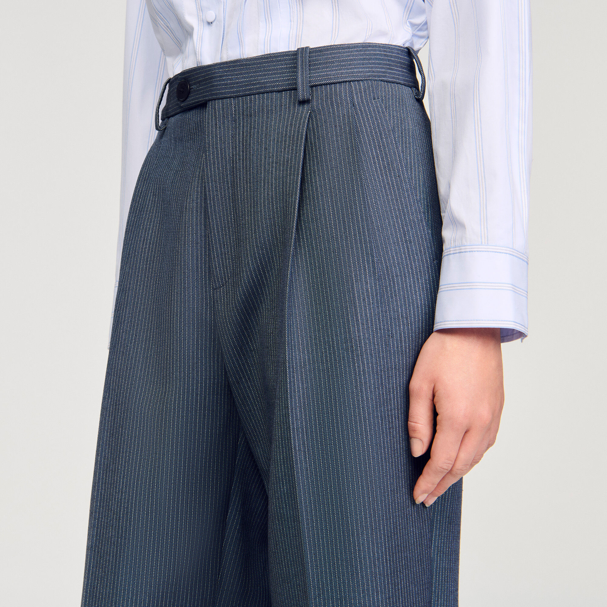 Pantalons à jambes larges rayés