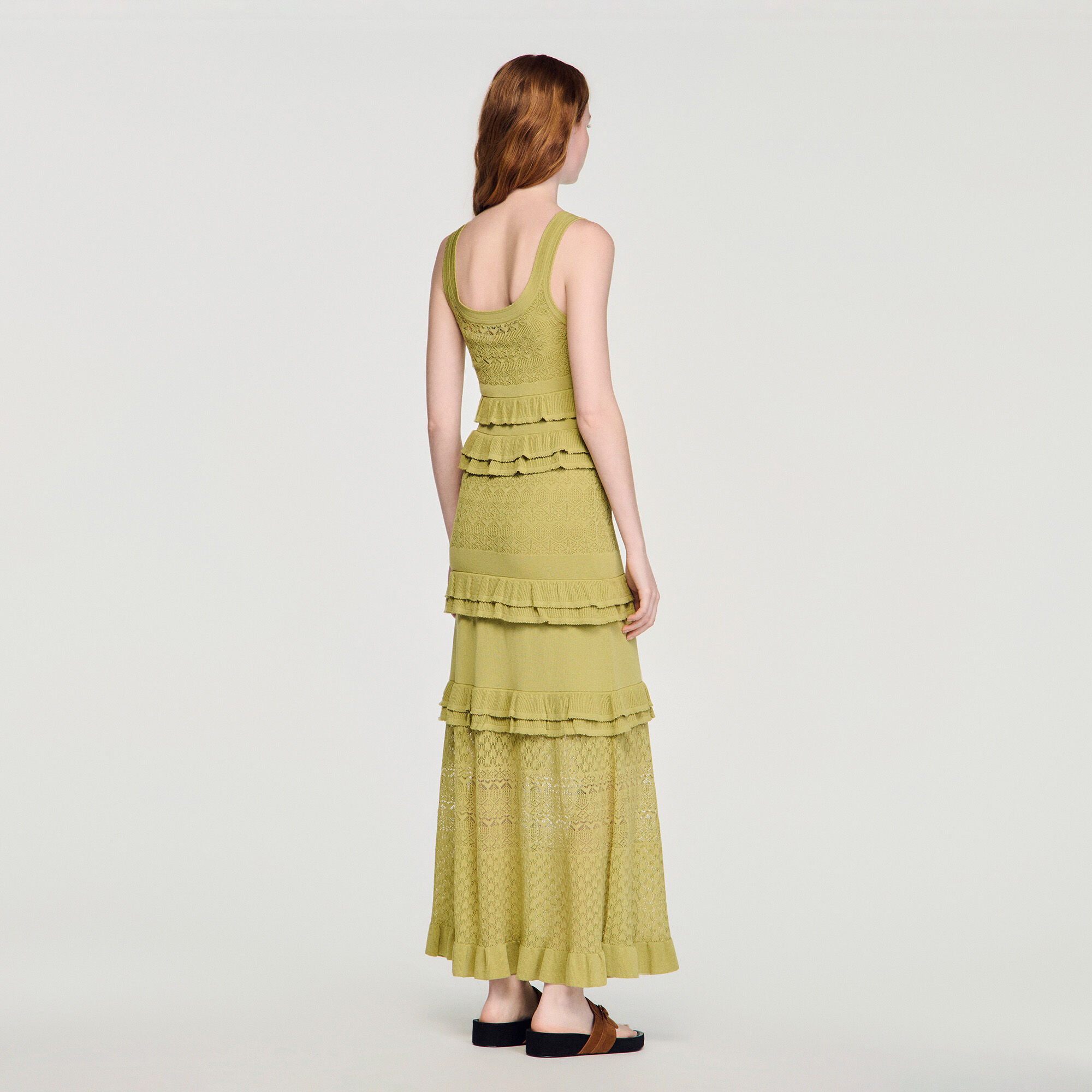 Robe maxi en maille à volants