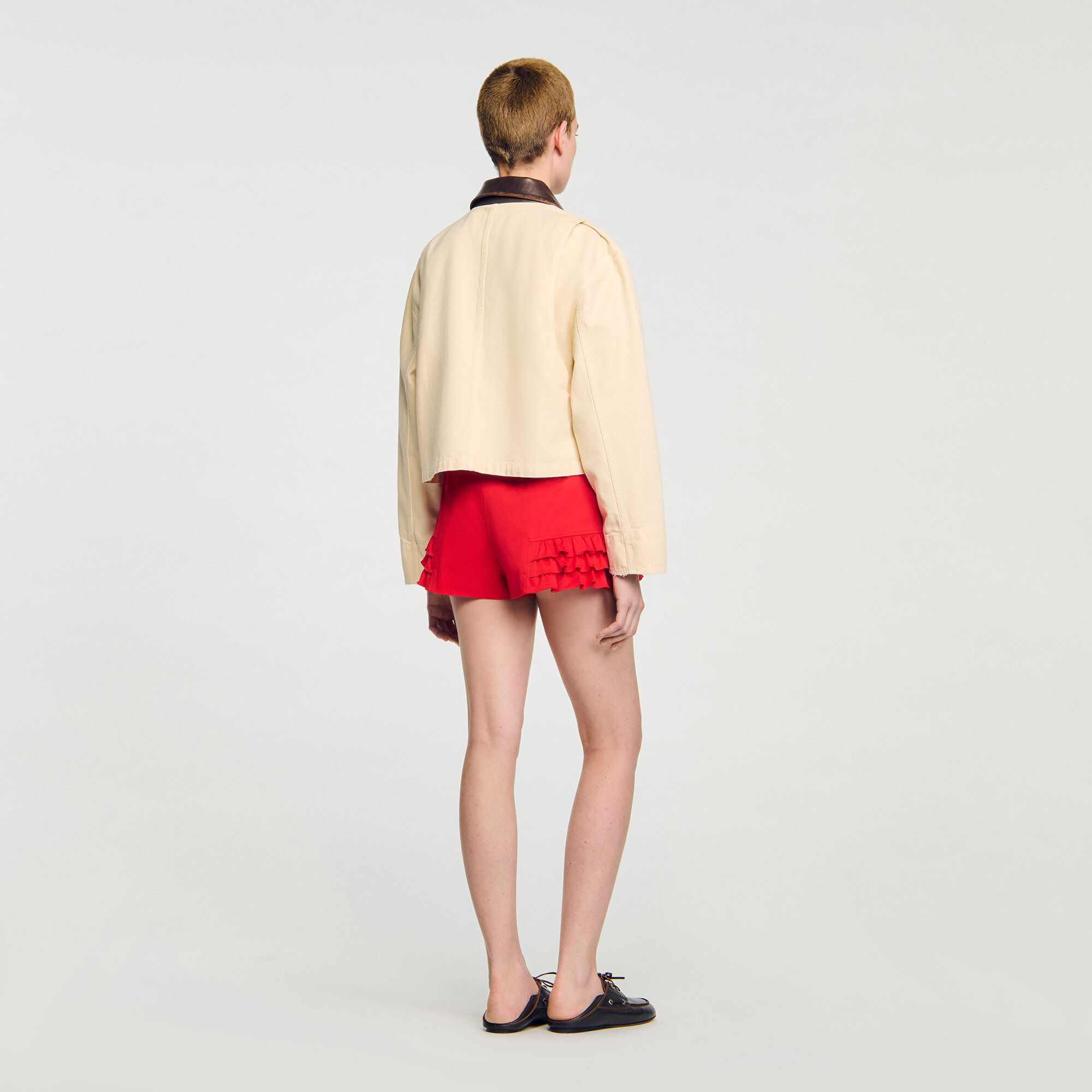 Veste de travail à col en cuir