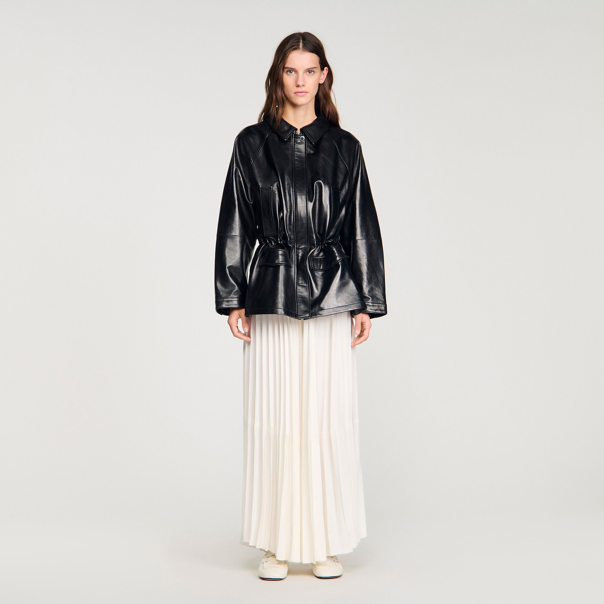 Veste en cuir lisse