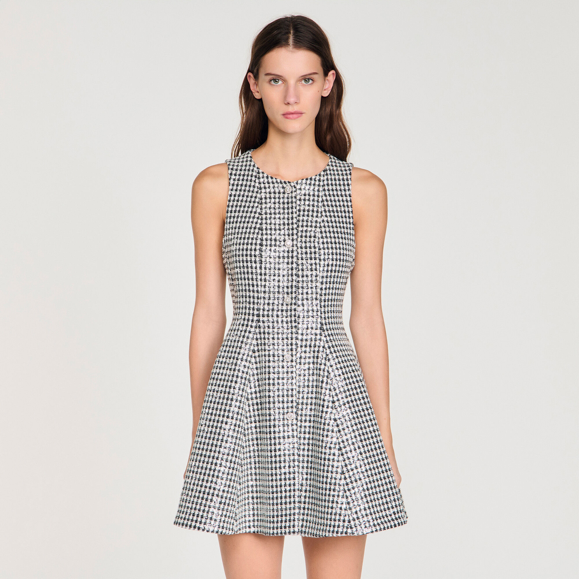 Robe mini en tweed et paillettes