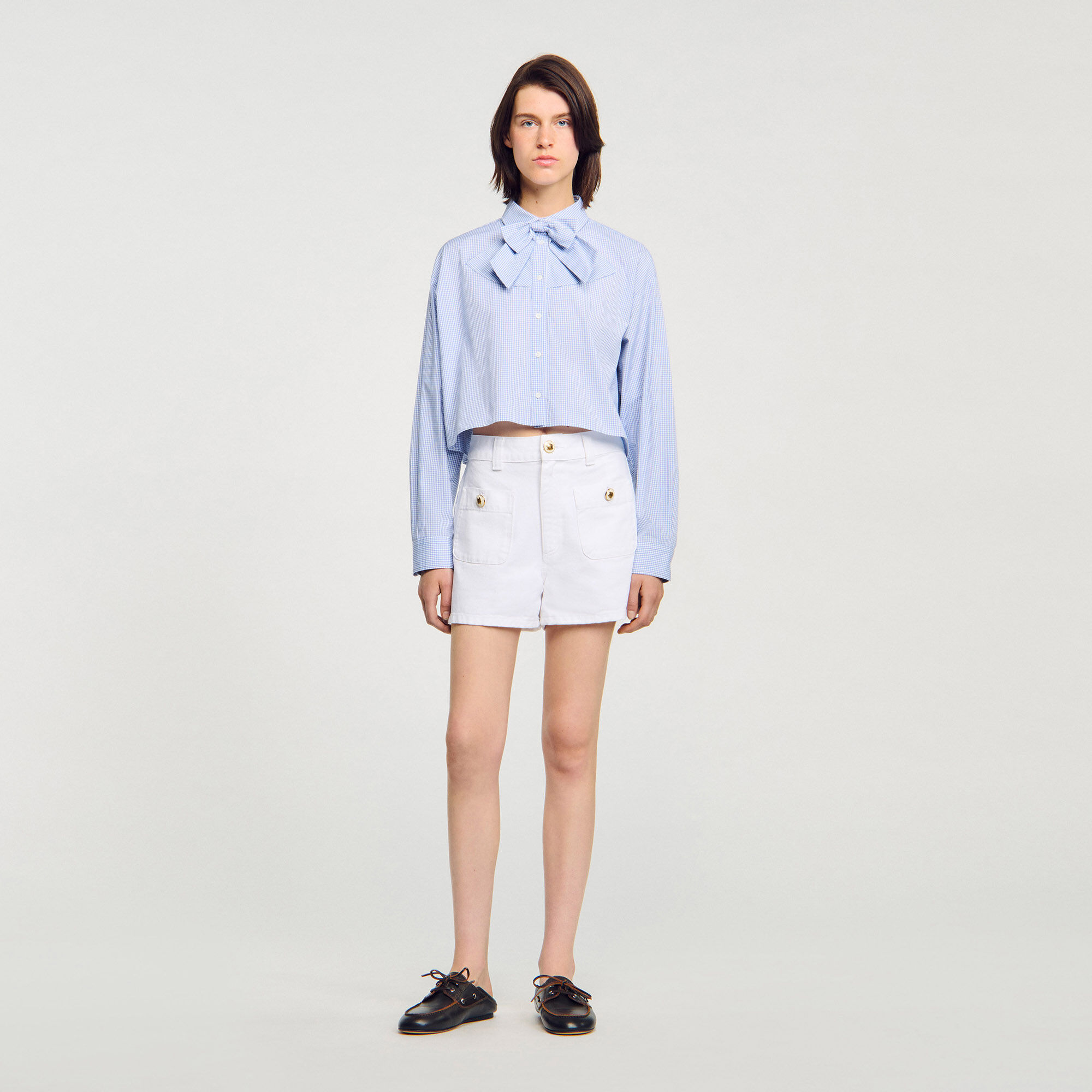 Chemise à col à nœud
