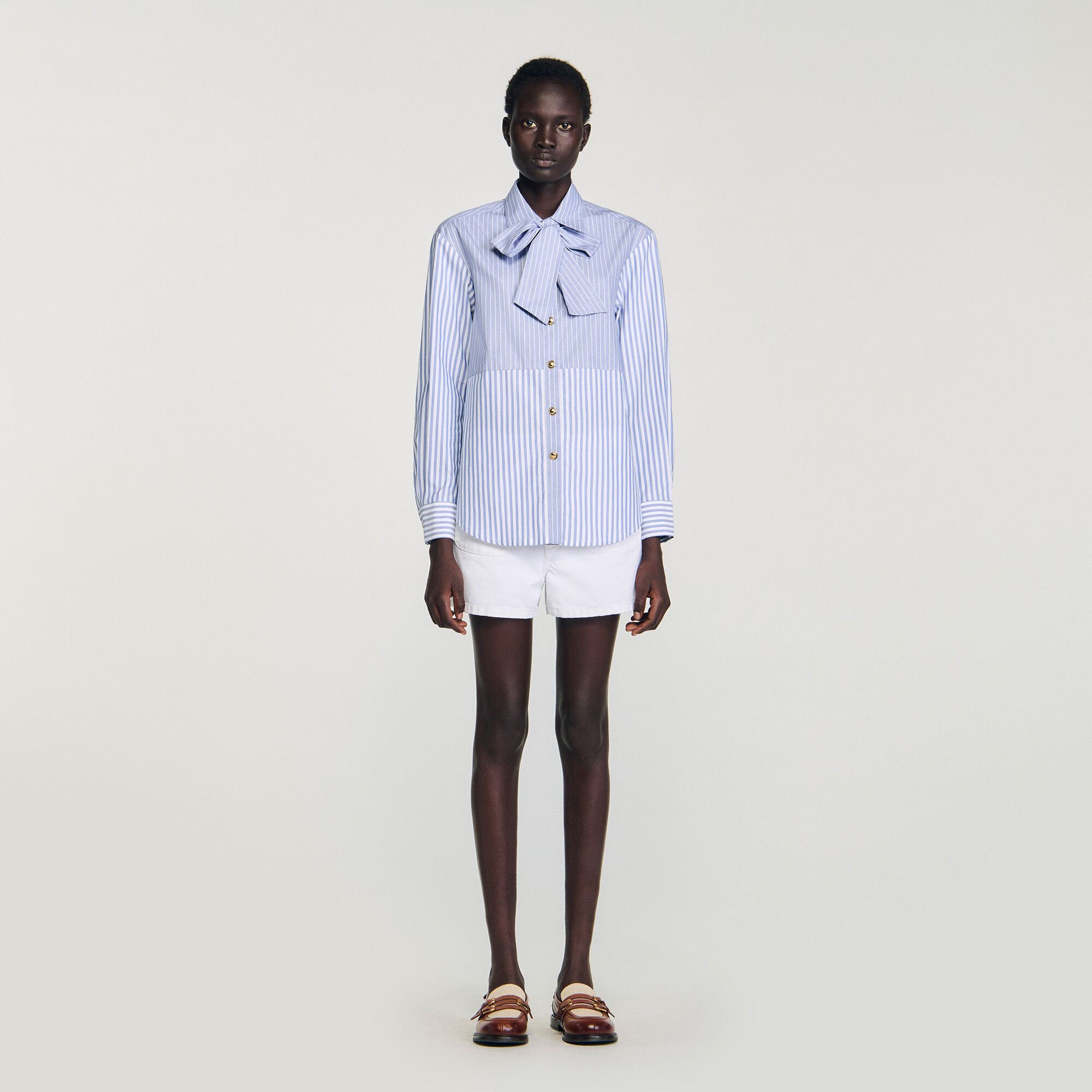 Chemise à rayures avec cravate amovible