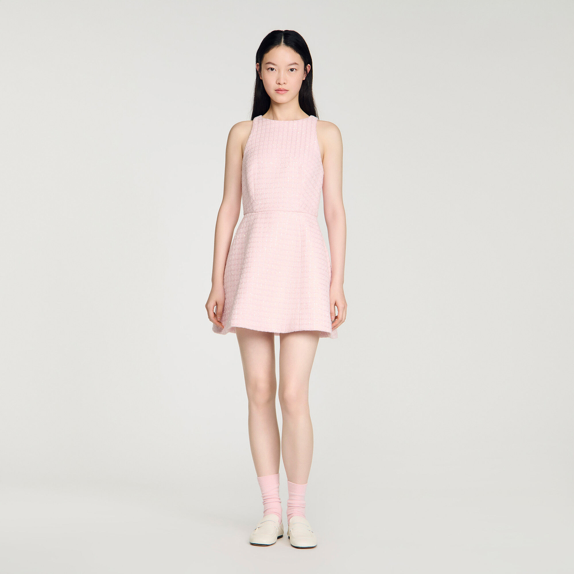 Robe mini en tweed strass