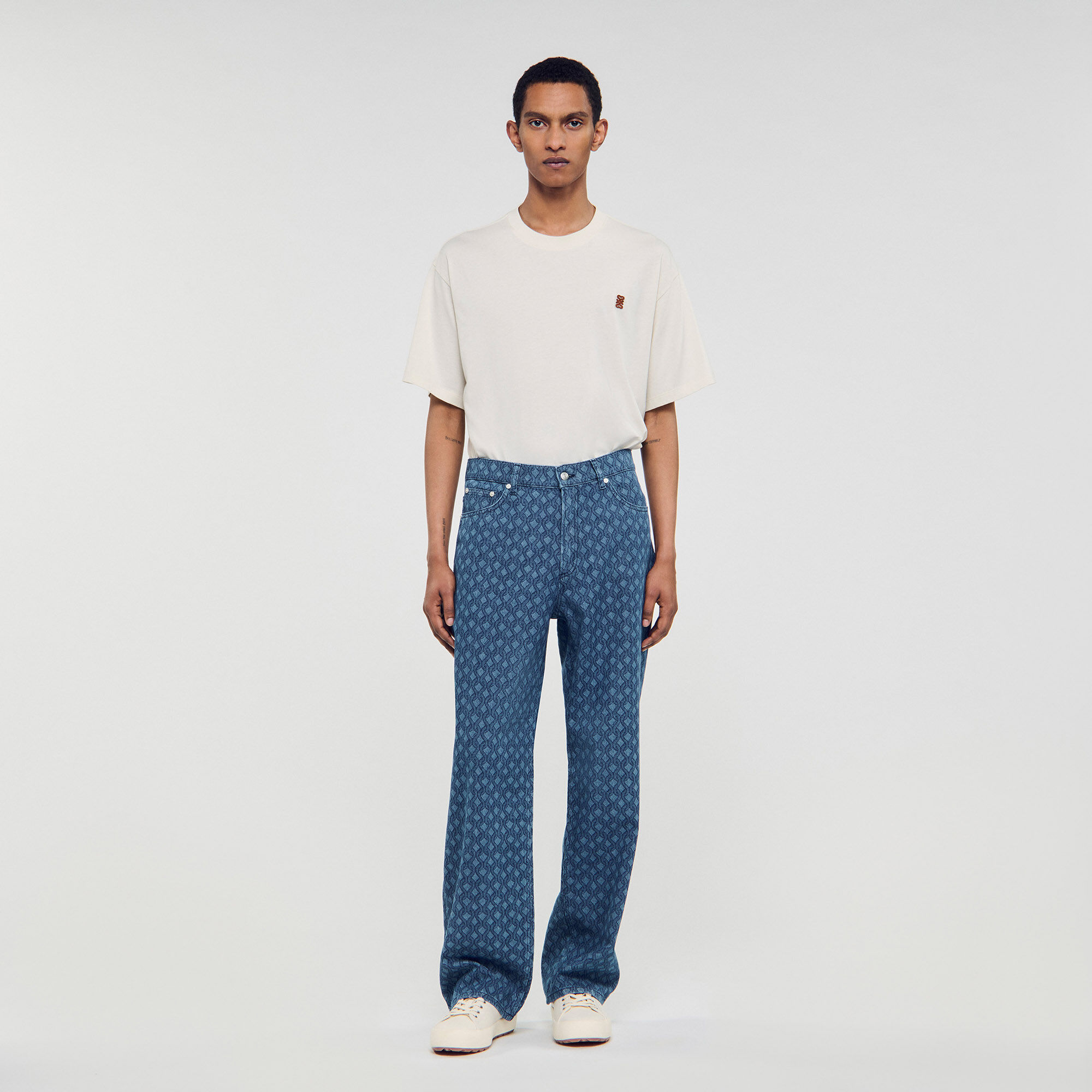 Jean slim à motif corde