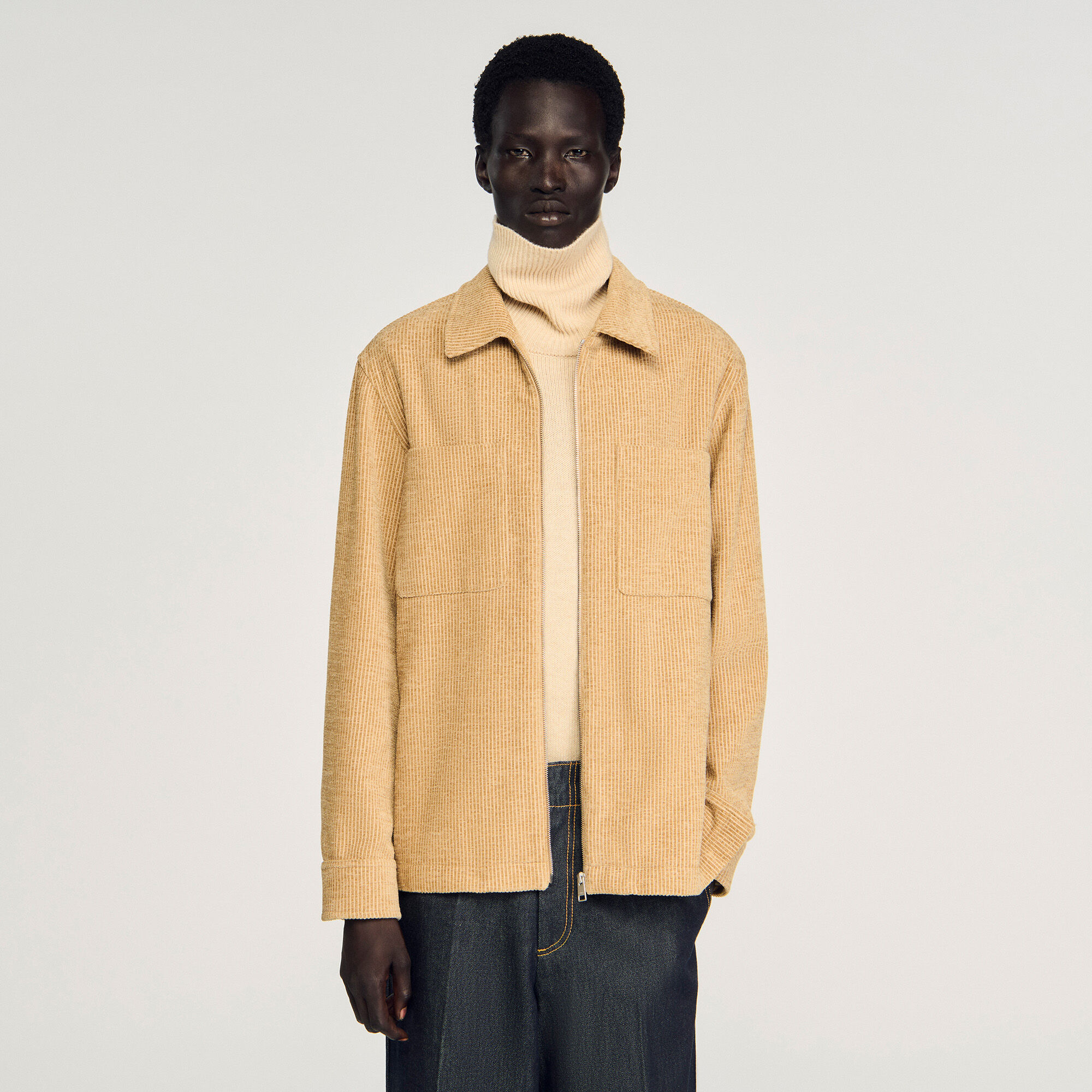 Veste en velours côtelé à fermeture éclair