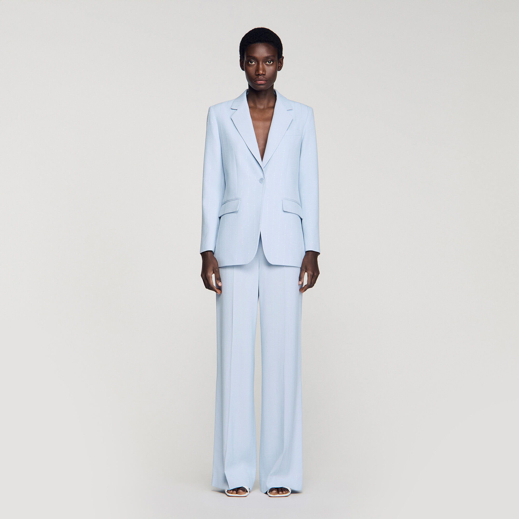 Veste structurée à rayures de paillettes