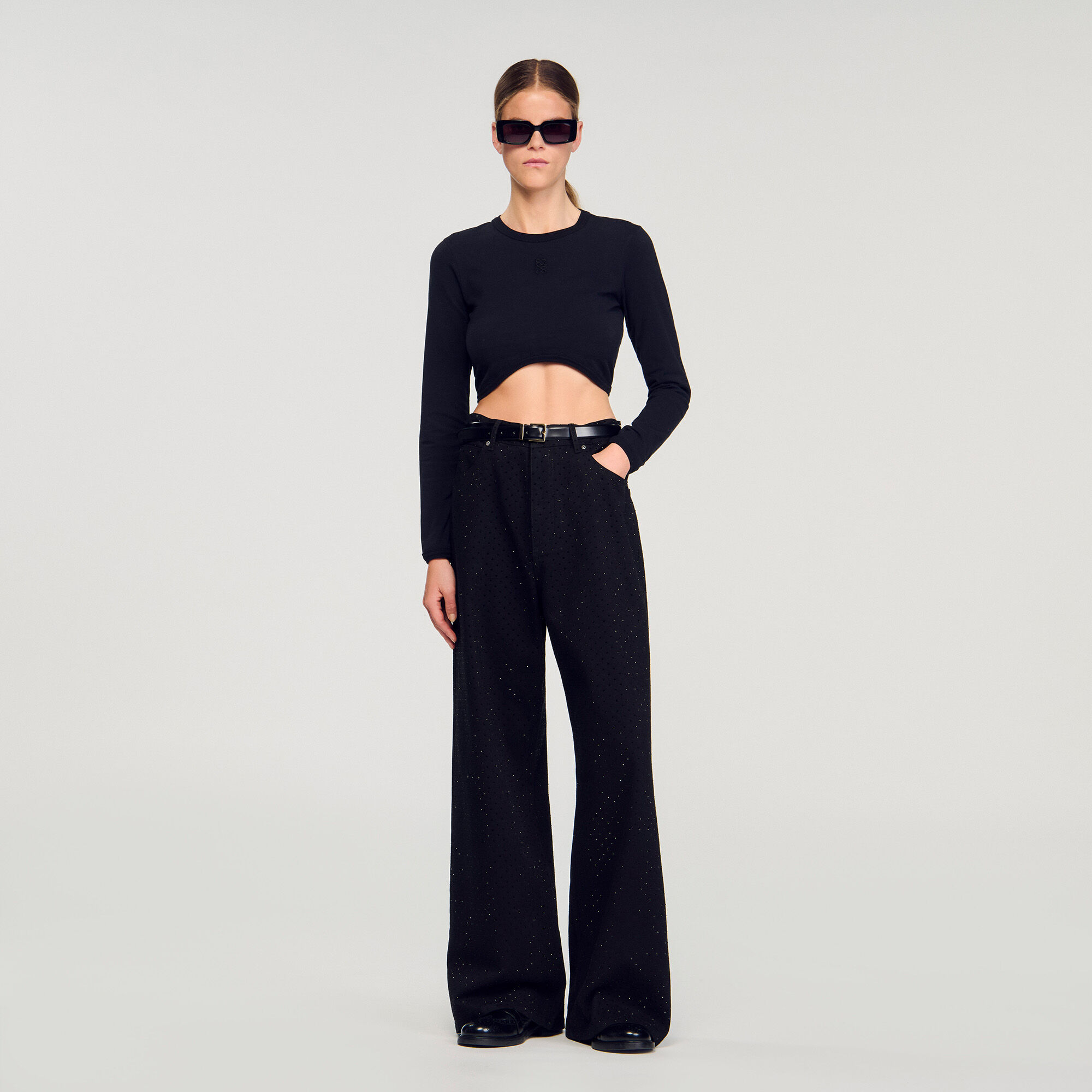 T-shirt cropped brodé