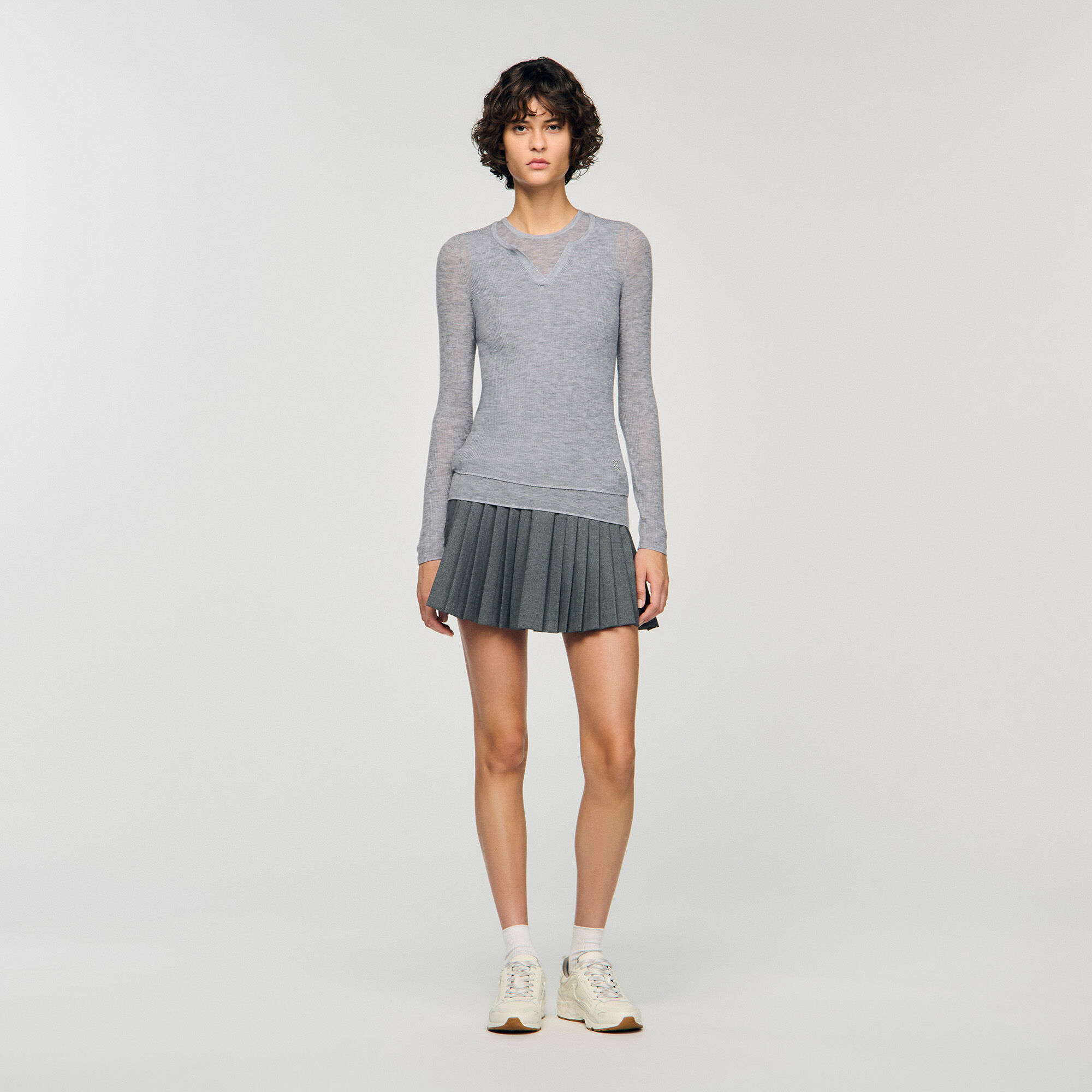 Pull à effet superposé en laine